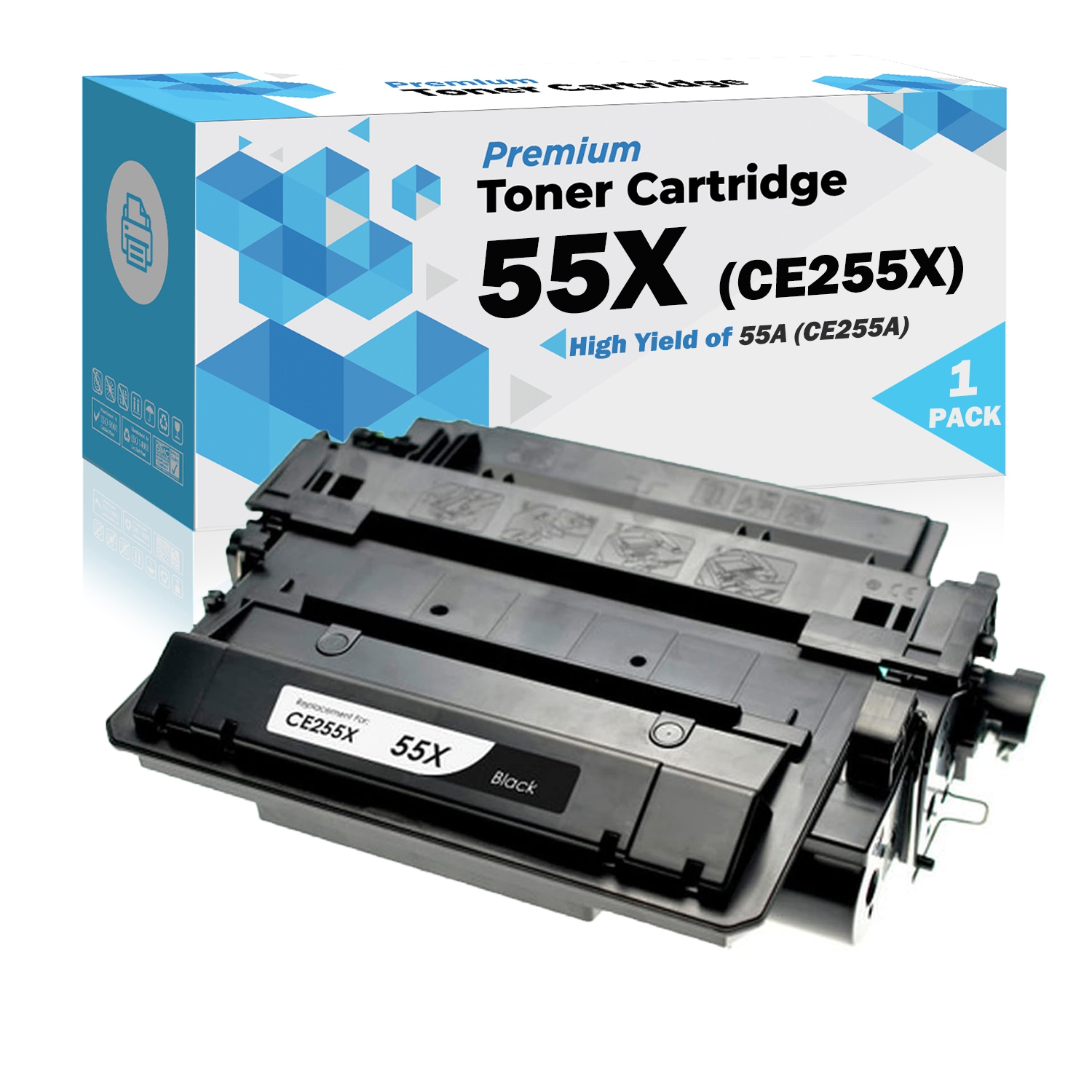 Ultra Toner® Compatible HP 55X CE255X Black High Yield Toner Cartridge of 55A CE255A Enterprise 500 MFP M521dn M521dw M525f M525dn M525c Laserjet