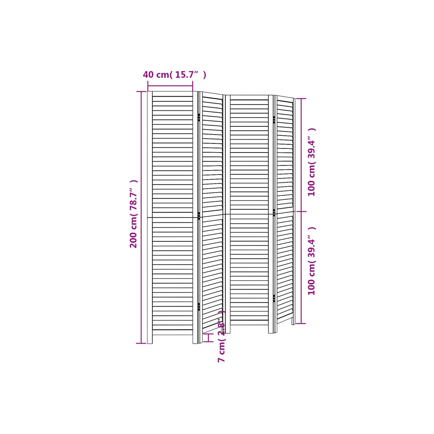 VidaXL – Séparateur de pièce&nbsp;à 4 panneaux en bois massif noir Paulownia
