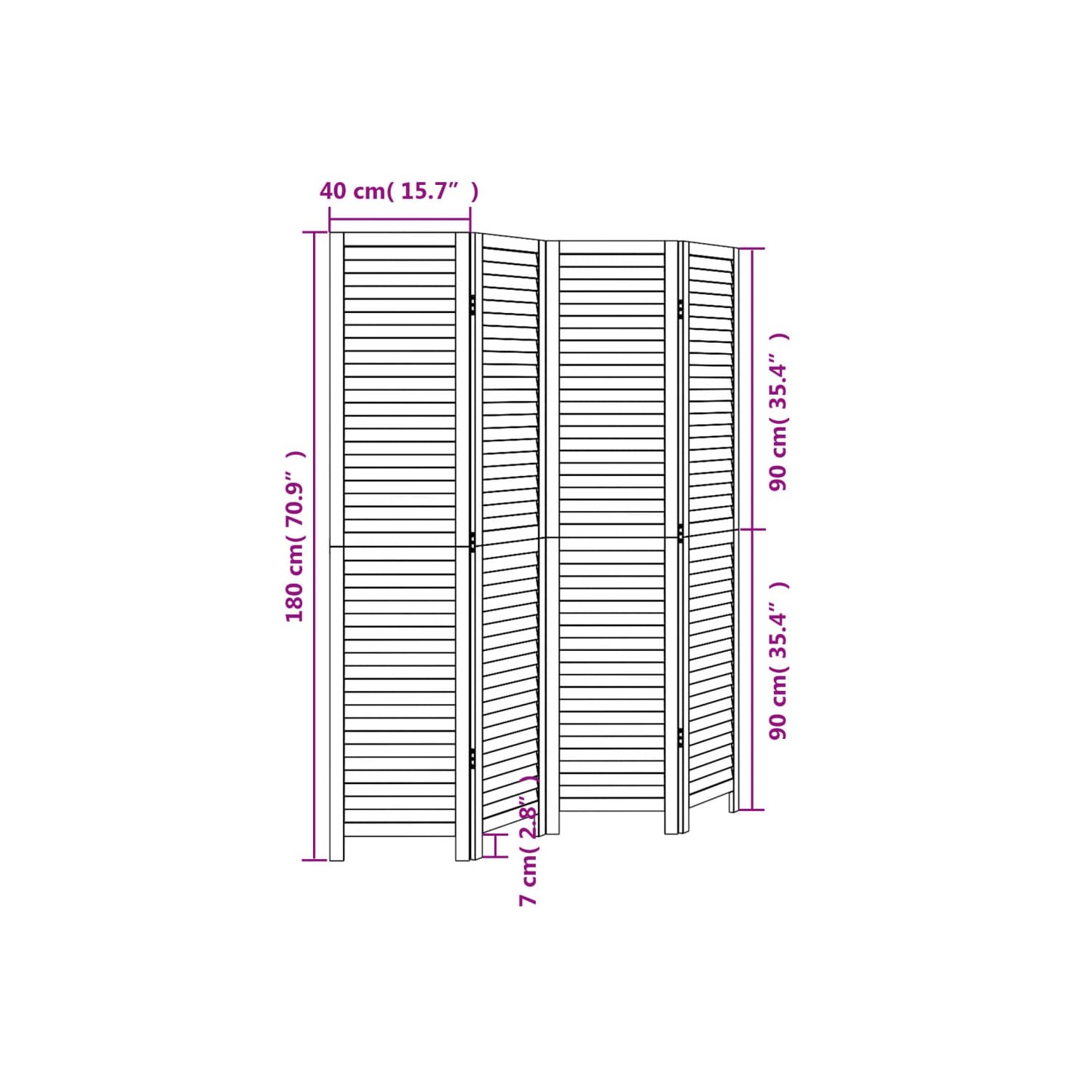 VidaXL – Séparateur de pièce&nbsp;à 4 panneaux en bois massif noir Paulownia