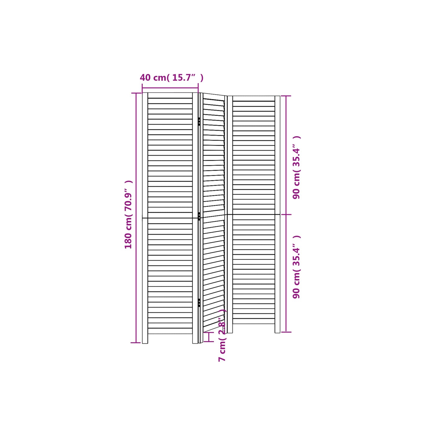 VidaXL – Séparateur de pièce&nbsp;à 3 panneaux en bois massif noir Paulownia
