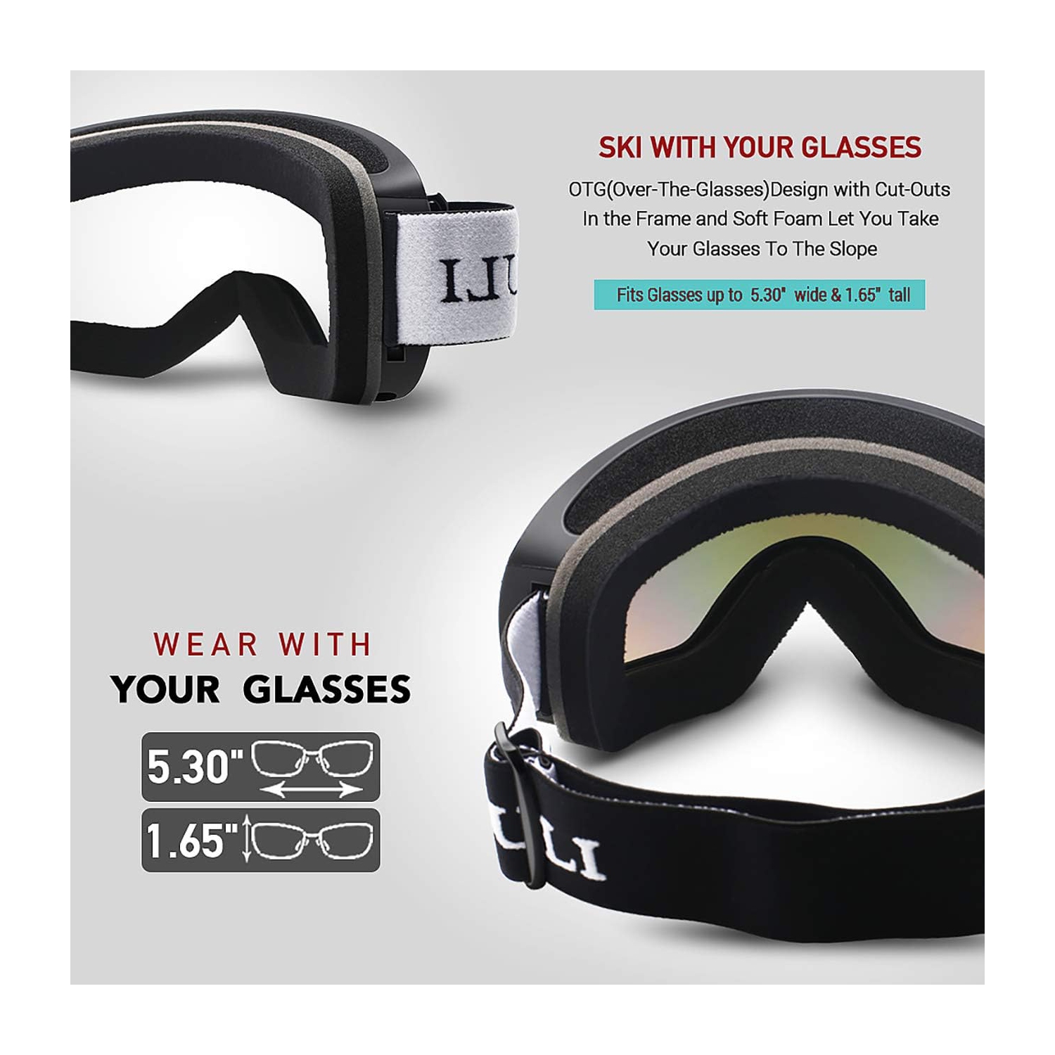 Lunettes de ski, lunettes de planche à neige Winter Snow Sports Snowboard Jeune et Homme Femme Ski Ski Ski Motoneige, C02-cadre noir/Argent VLT 12%