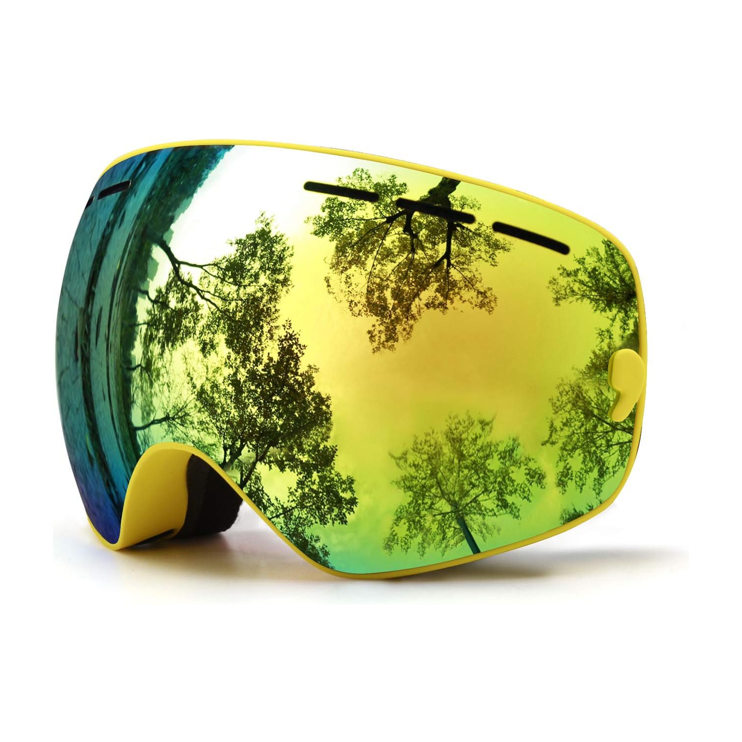 Ski Goggles,Winter Snow Sports Snowboard Goggles Youth & Men Women Skiing Skating Snowmobile,V06kids 4-16(vlt18%)yellow Frame/Gold