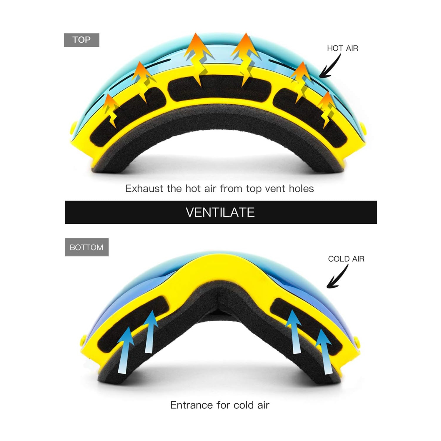 Ski Goggles,Winter Snow Sports Snowboard Goggles Youth & Men Women Skiing Skating Snowmobile,V06kids 4-16(vlt18%)yellow Frame/Gold