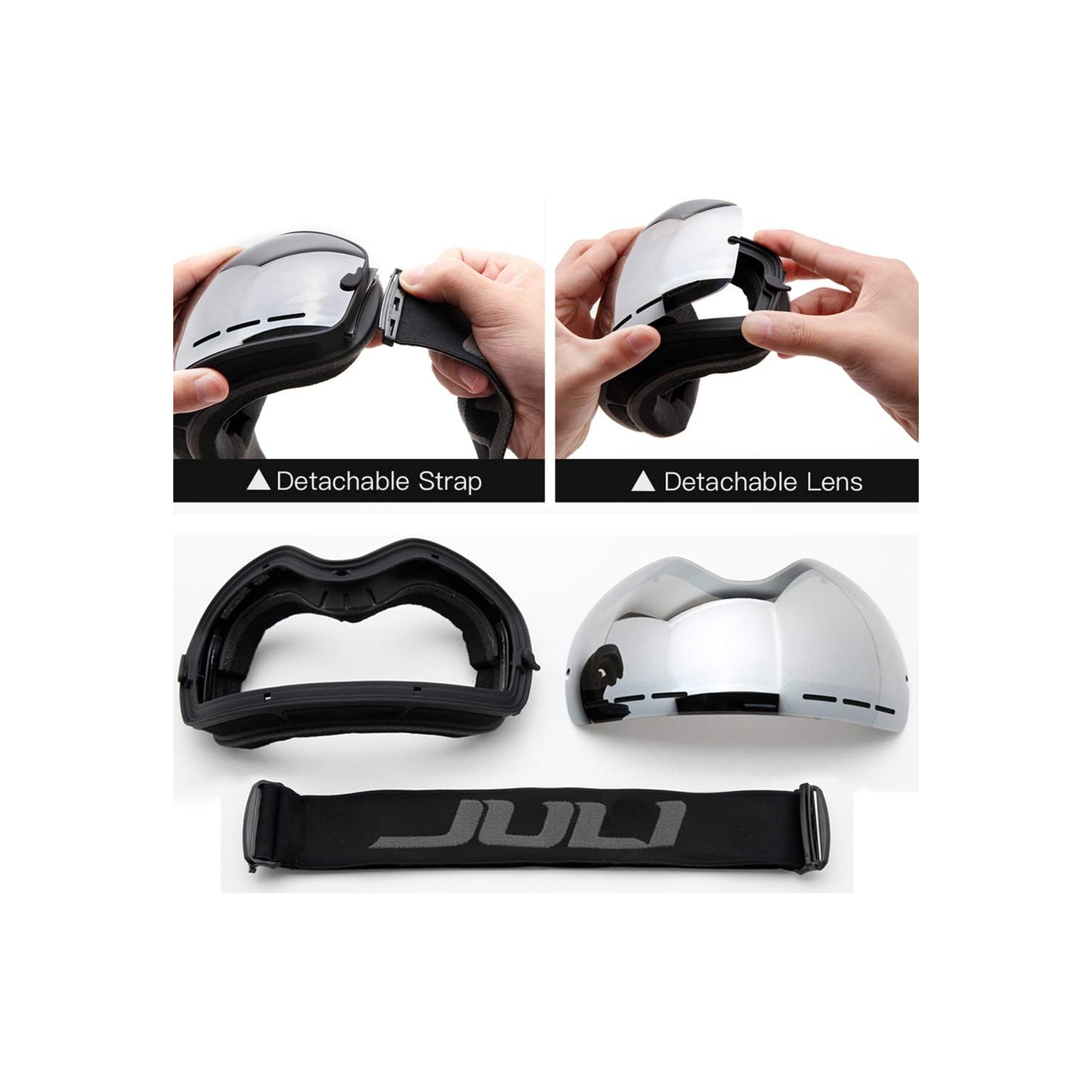 Ski Goggles,Winter Snow Sports Snowboard Goggles Youth & Men Women Skiing Skating Snowmobile,Black Frame/Mirror(vlt18.5%)lens