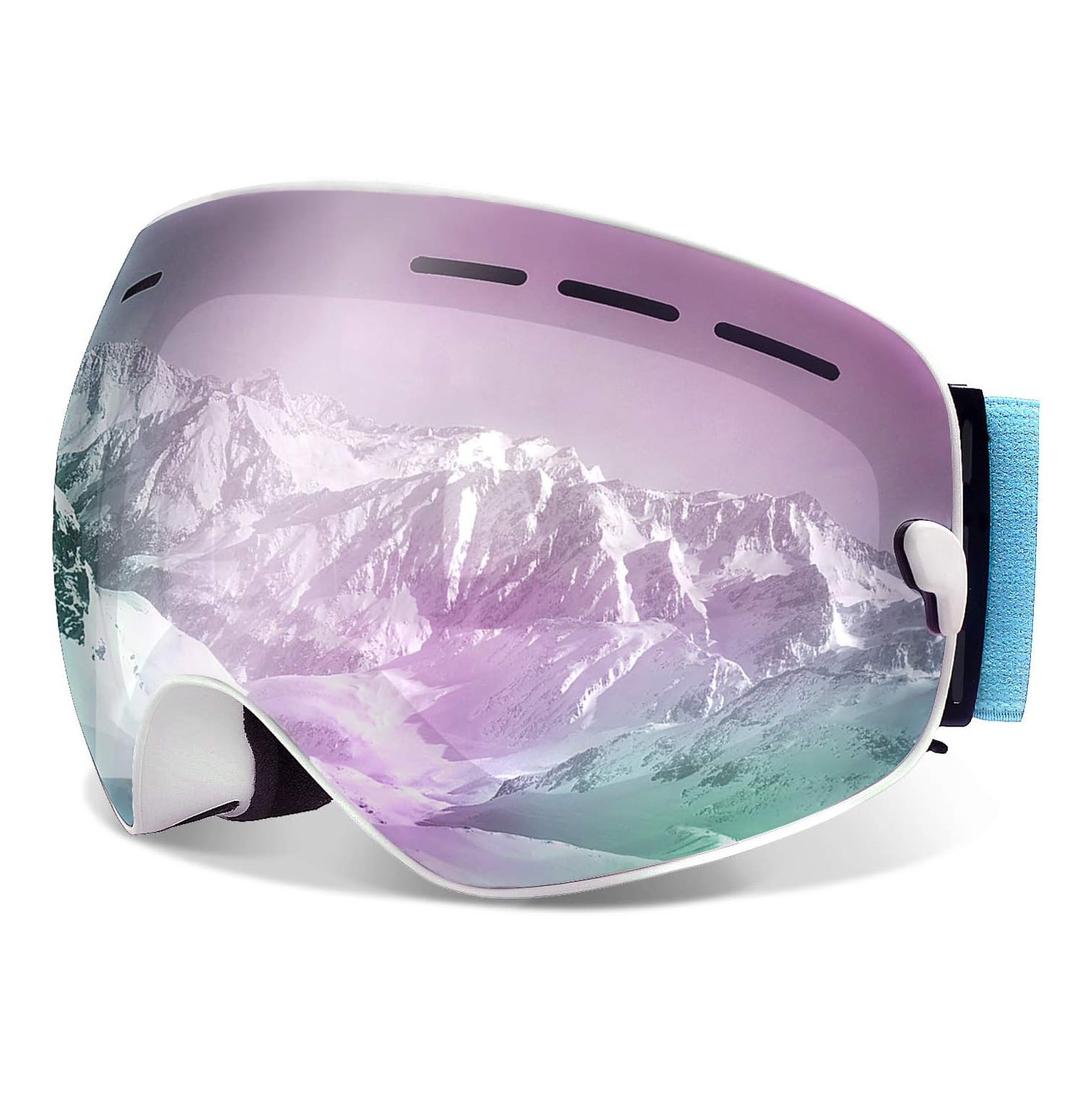 Ski Goggles,Winter Snow Sports Snowboard Goggles Youth & Men Women Skiing Skating Snowmobile,Arctic White / Purple Sapphire