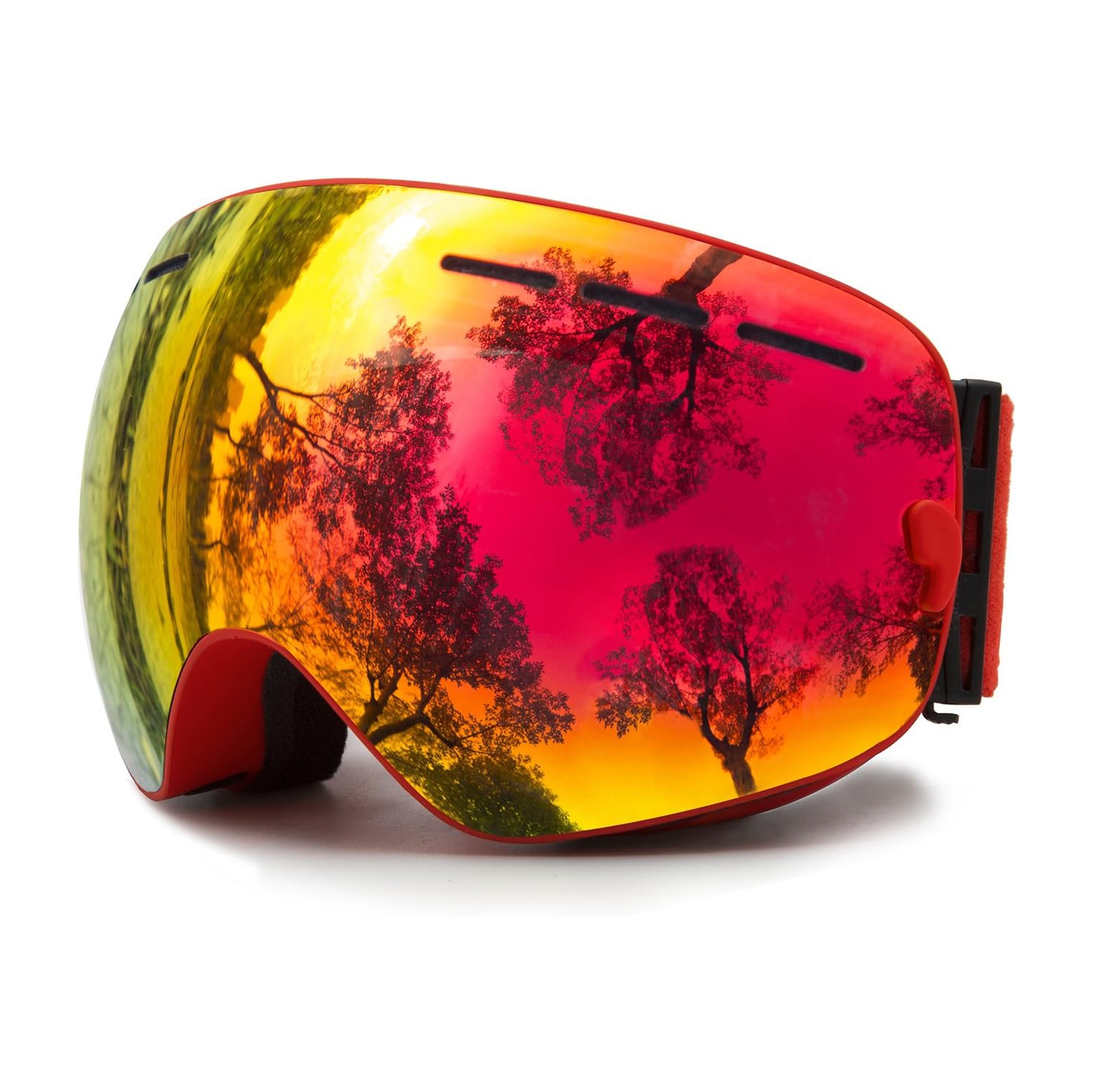 Ski Goggles,Winter Snow Sports Snowboard Goggles Youth & Men Women Skiing Skating Snowmobile,A09-red Strap /Red(vlt22.6%)