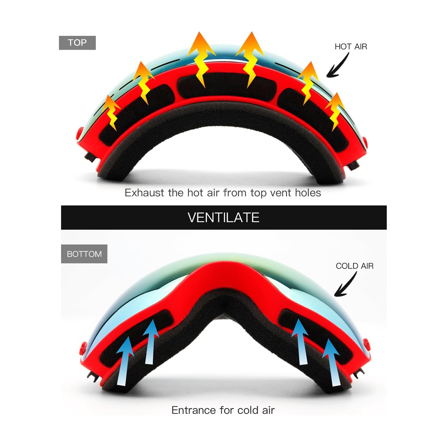 Ski Goggles,Winter Snow Sports Snowboard Goggles Youth & Men Women Skiing Skating Snowmobile,A09-red Strap /Red(vlt22.6%)