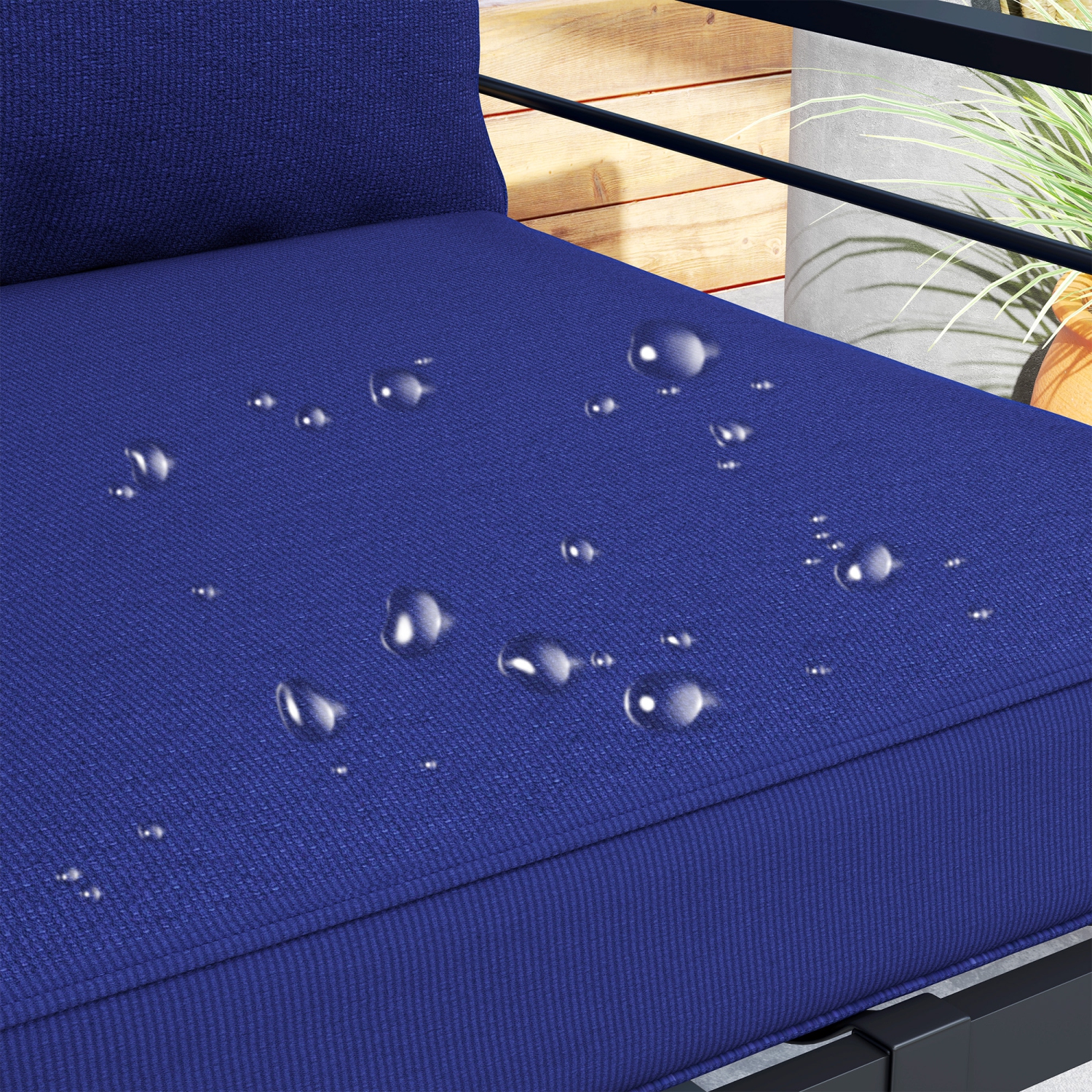 Coussins de chaise de jardin Outsunny, coussin de siège épais pour l'extérieur avec coussin de dossier, bleu foncé