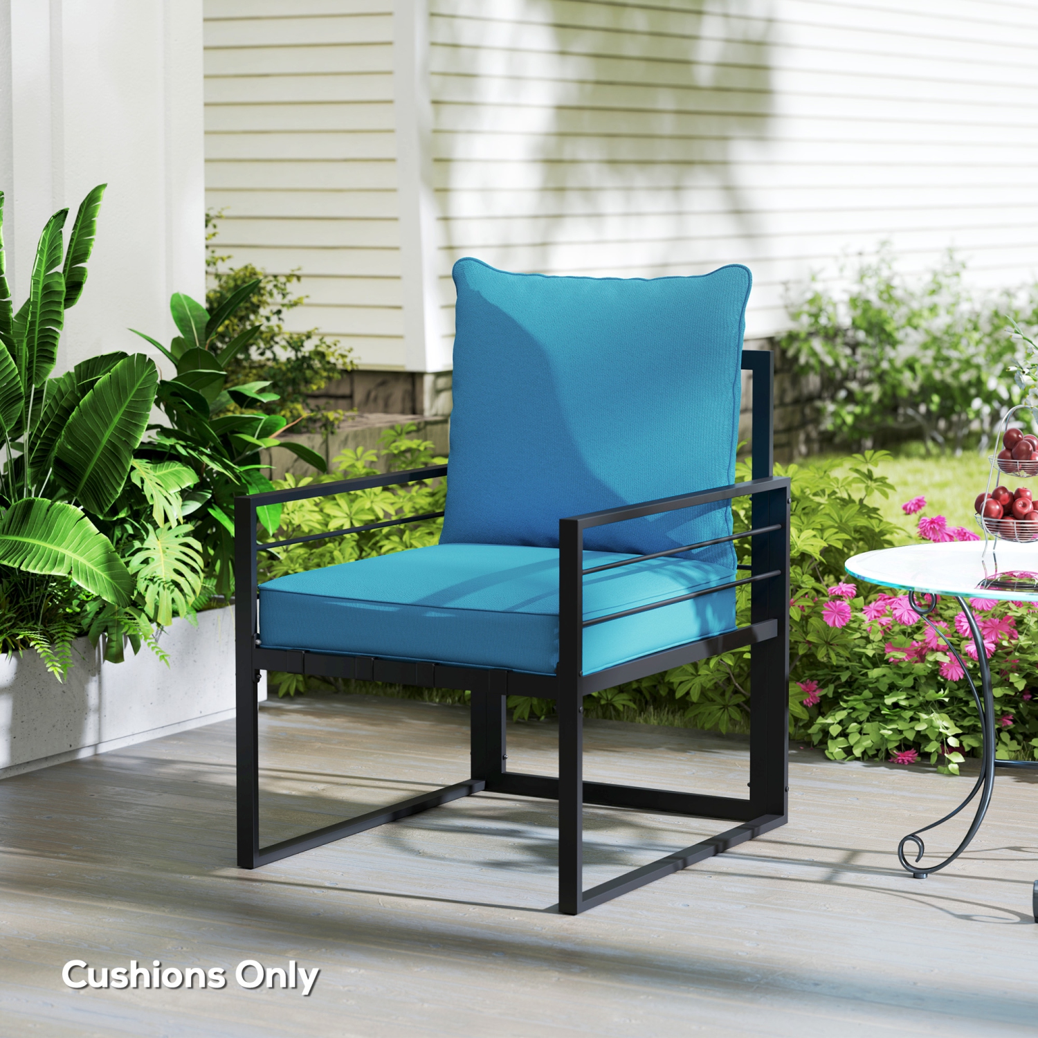 Coussins de chaise de jardin Outsunny, coussin de siège épais pour l'extérieur avec coussin de dossier, turquoise