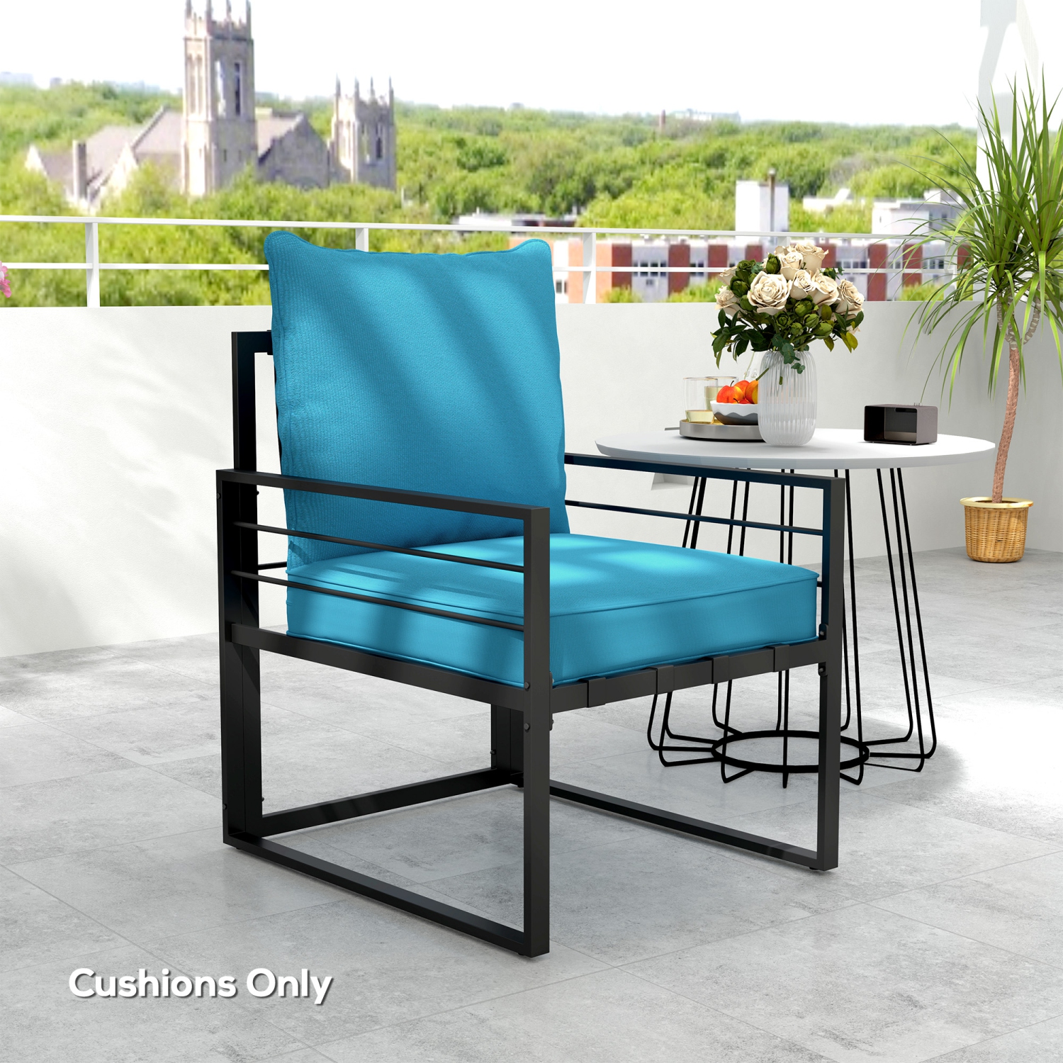 Coussins de chaise de jardin Outsunny, coussin de siège épais pour l'extérieur avec coussin de dossier, turquoise