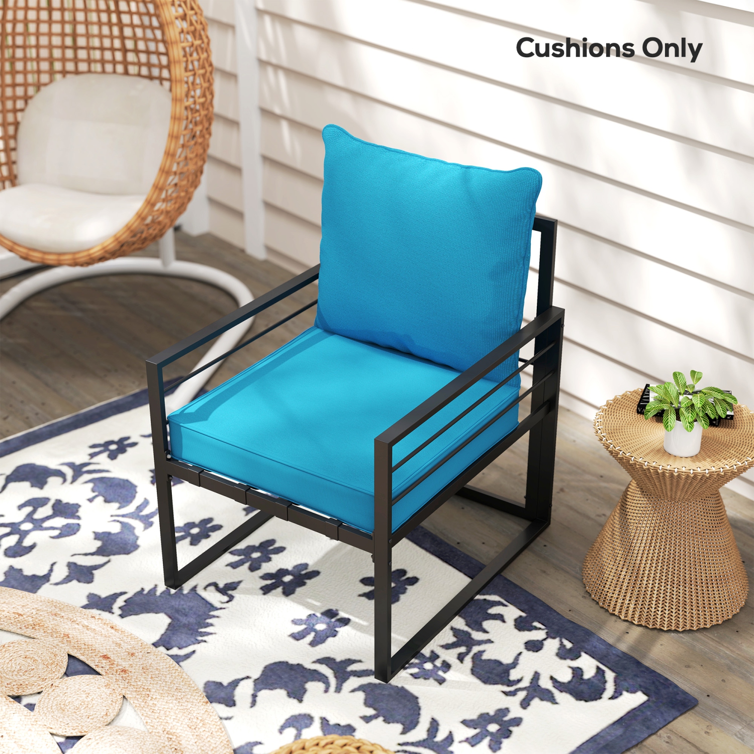 Coussins de chaise de jardin Outsunny, coussin de siège épais pour l'extérieur avec coussin de dossier, turquoise