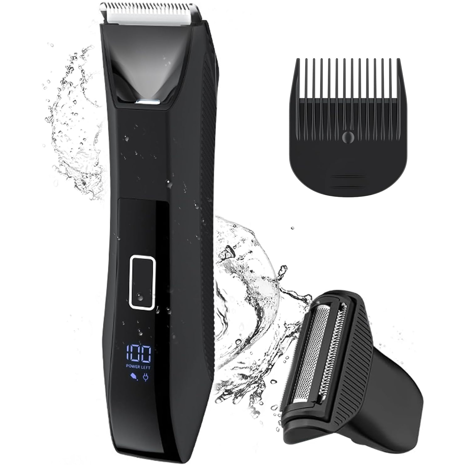 Hair Trimmer for Men,2-in-1 Body Hair Groomer & Groin Hair Shaver,Dual-Head Bikini Trimmer Women,Wet Dry Electric Razors with LED Display,IPX7