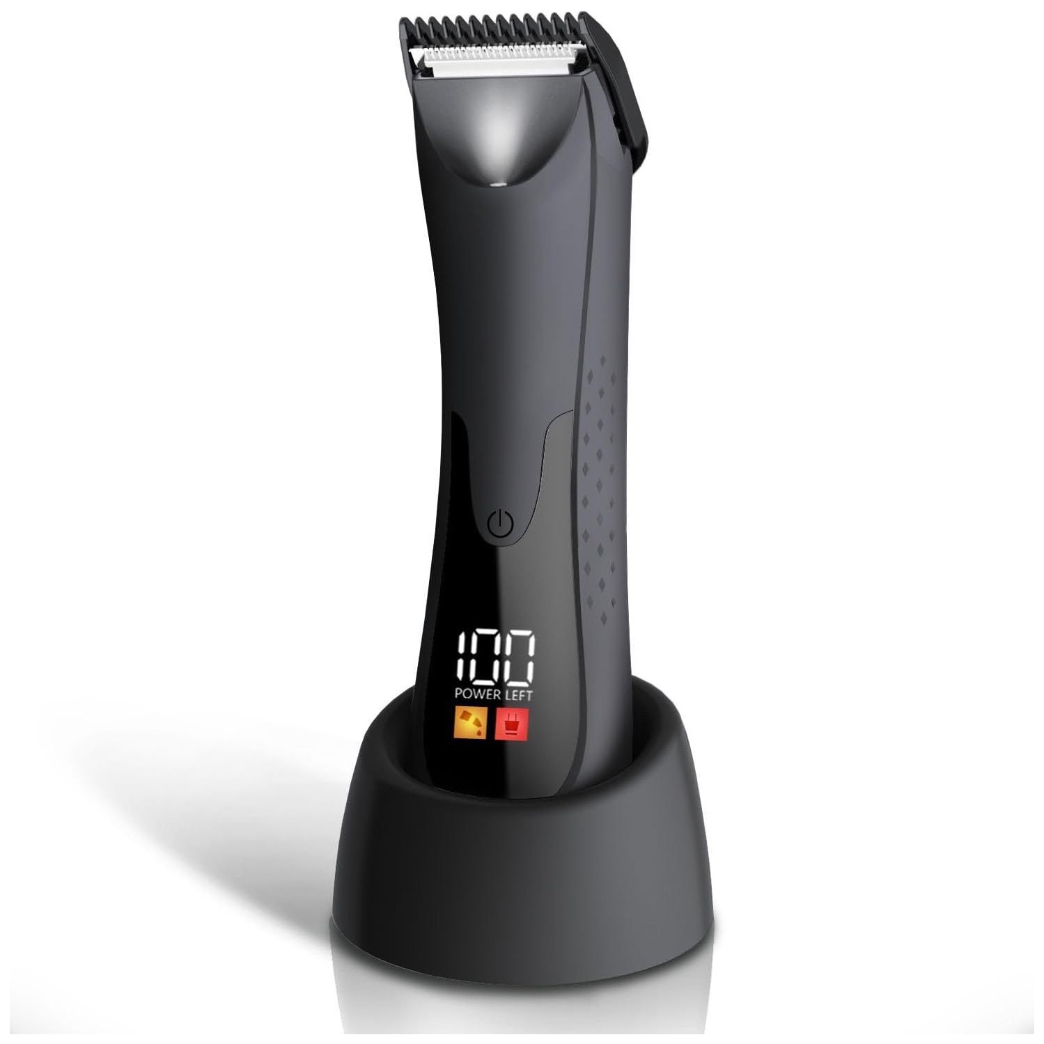 Groin Hair Trimmer,Electric Body Hair Trimmer for Men,Waterproof Ball Trimmer for Pubic Body Groin Grooming with LED Light,Charging Base