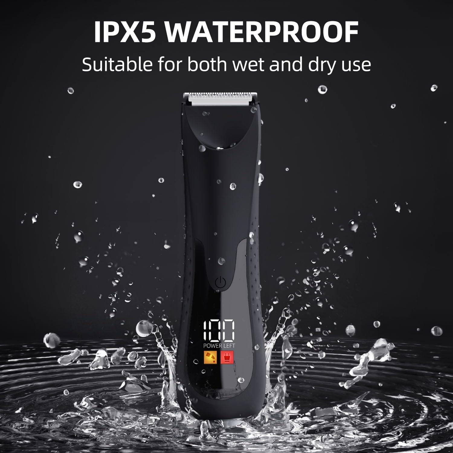 Groin Hair Trimmer,Electric Body Hair Trimmer for Men,Waterproof Ball Trimmer for Pubic Body Groin Grooming with LED Light,Charging Base