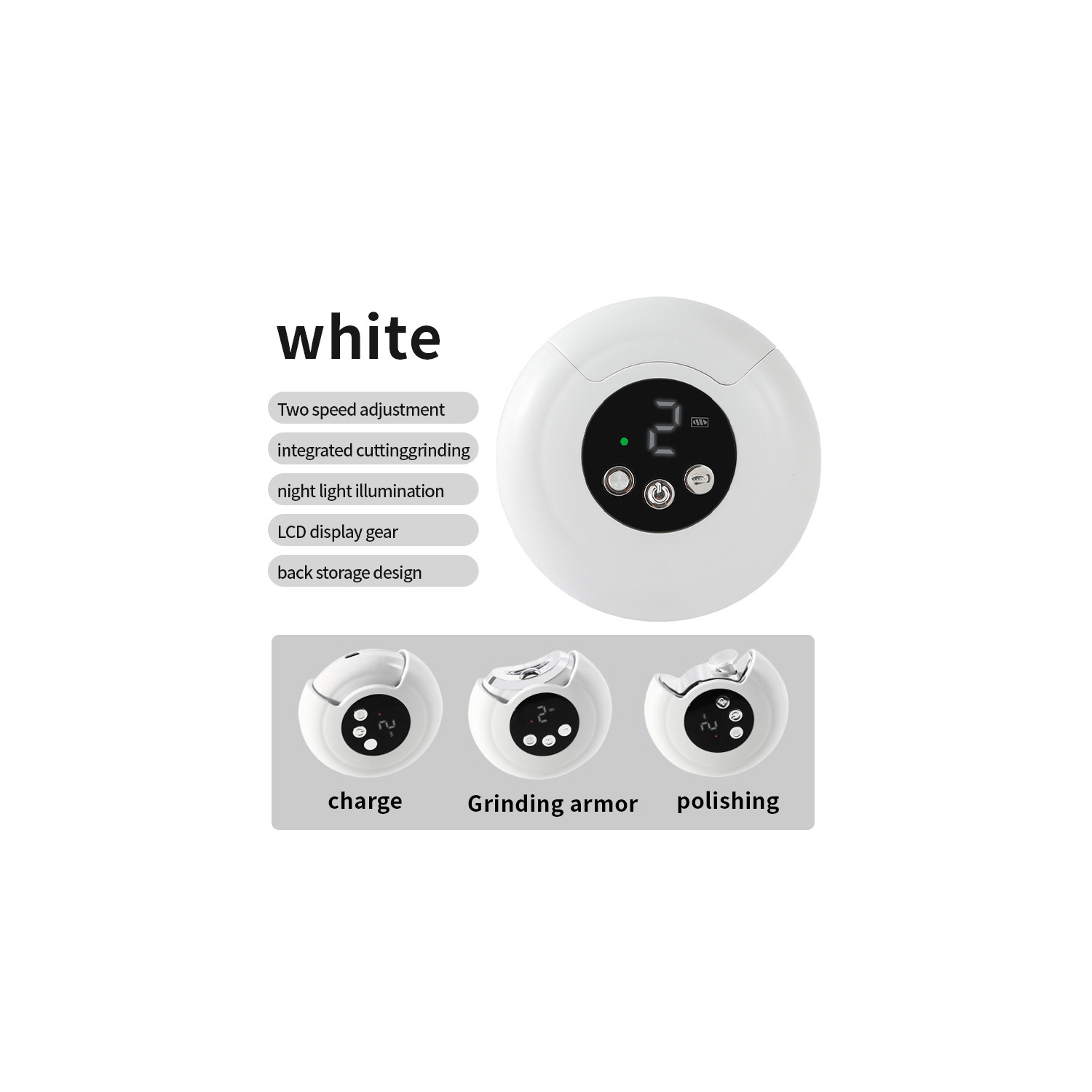 Polissage électrique 2 en 1 Coupe-ongles automatique, coupe-ongles électrique pour doigts et orteils, lime à ongles électrique rechargeable par USB