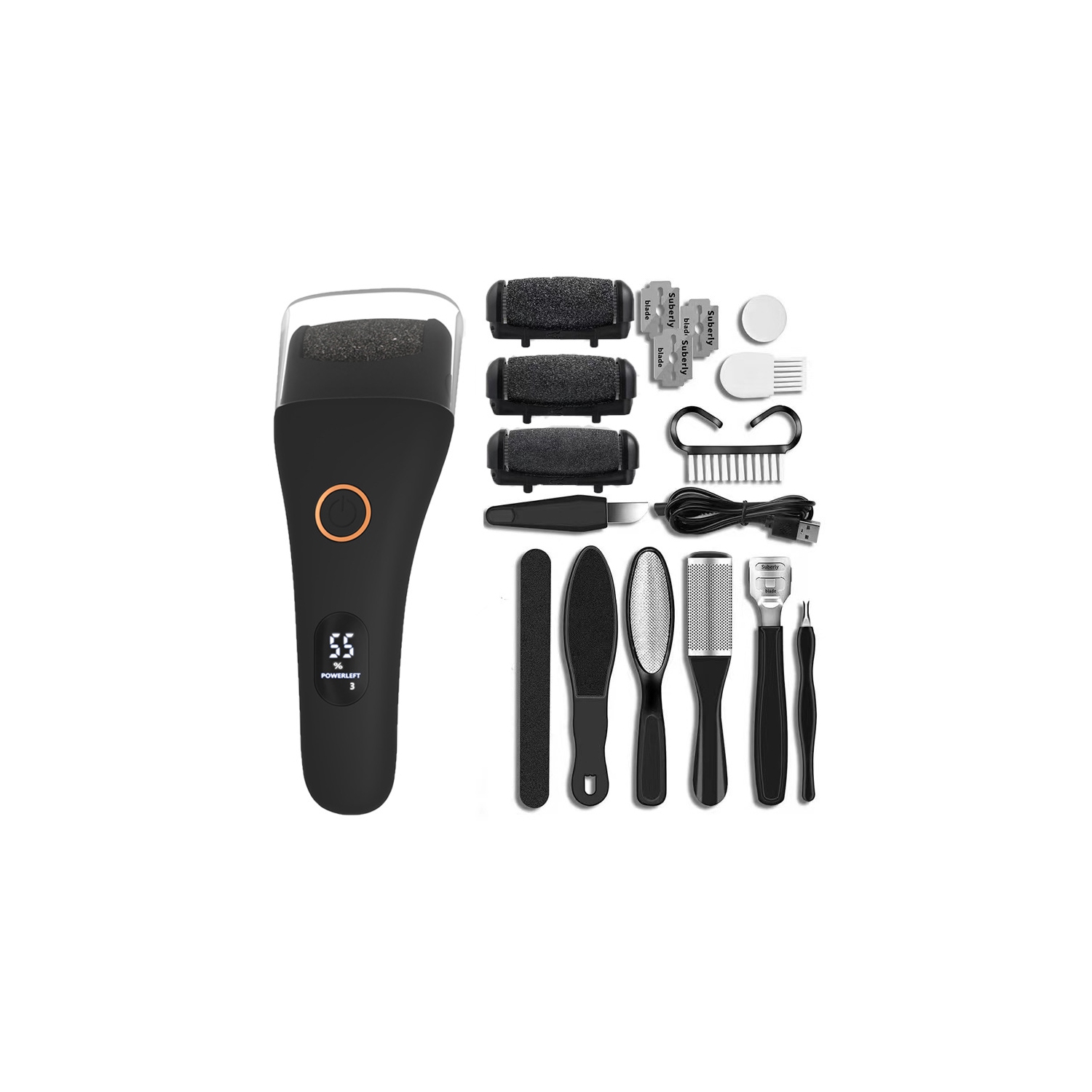 Electric Foot File,Callus Remover for Feet,Adjustable 3 Speed Foot Callus Remover with Pedicure Tools Foot Care,Remove Dead Skin & Hard Skin Dry