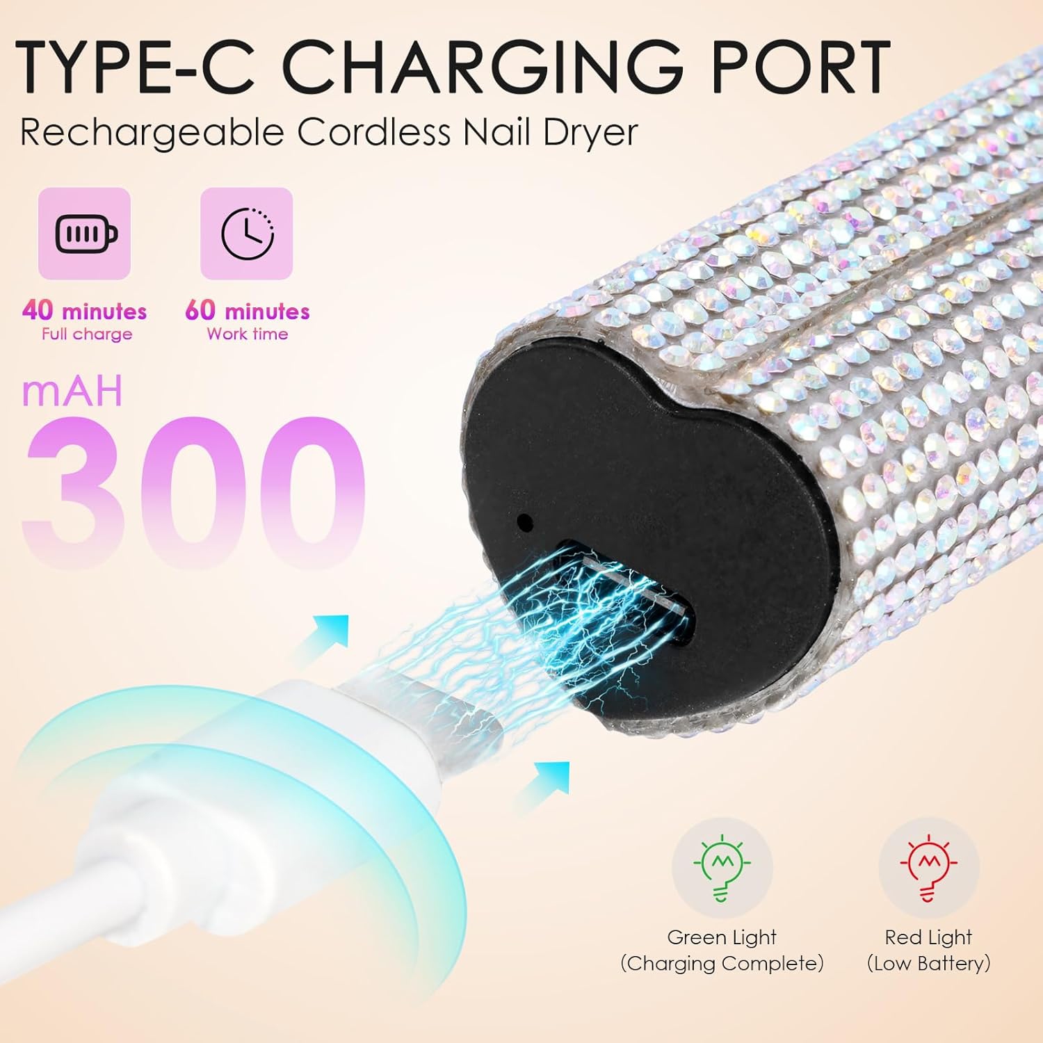 Lampe UV portative pour ongles en gel,Lampe à ongles LED portative,Mini lampe à ongles avec USB rechargeable,Sèche-ongles sans fil à fermeture rapide