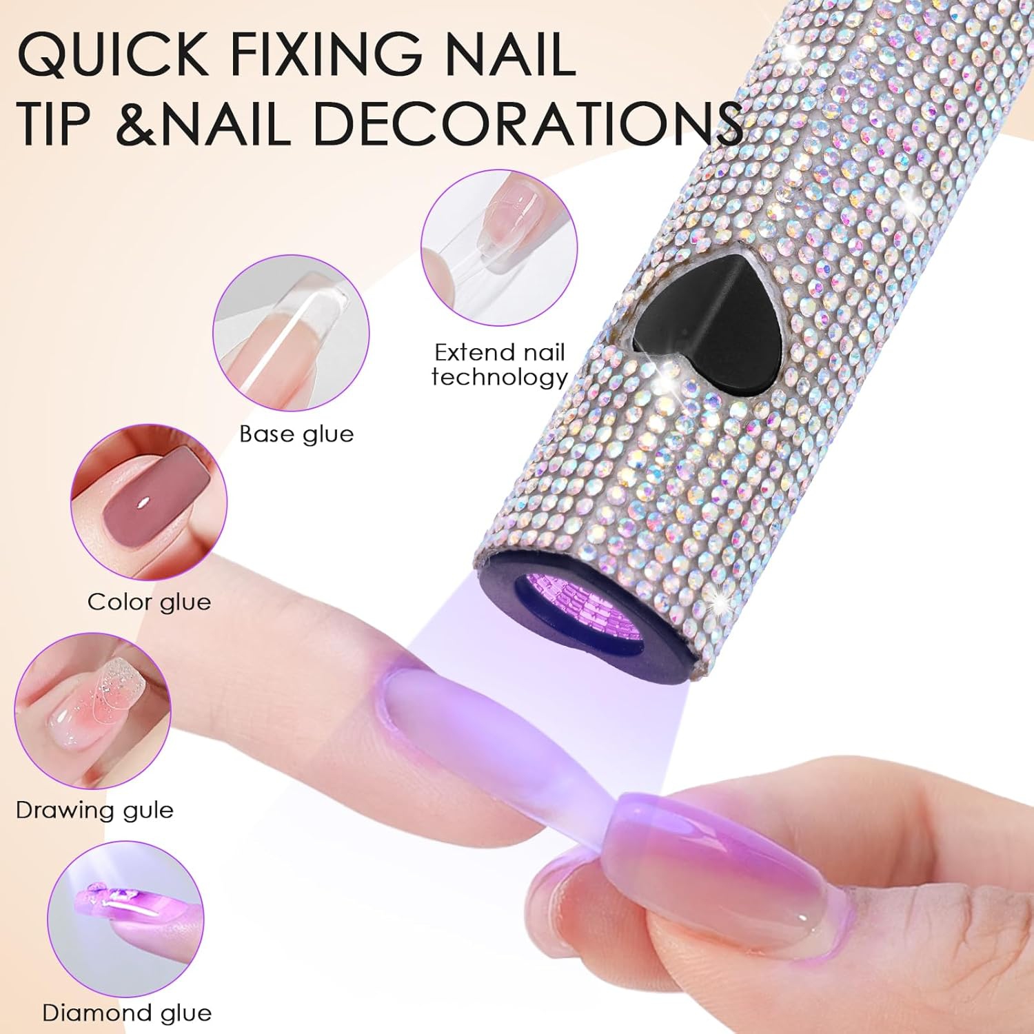 Lampe UV portative pour ongles en gel,Lampe à ongles LED portative,Mini lampe à ongles avec USB rechargeable,Sèche-ongles sans fil à fermeture rapide