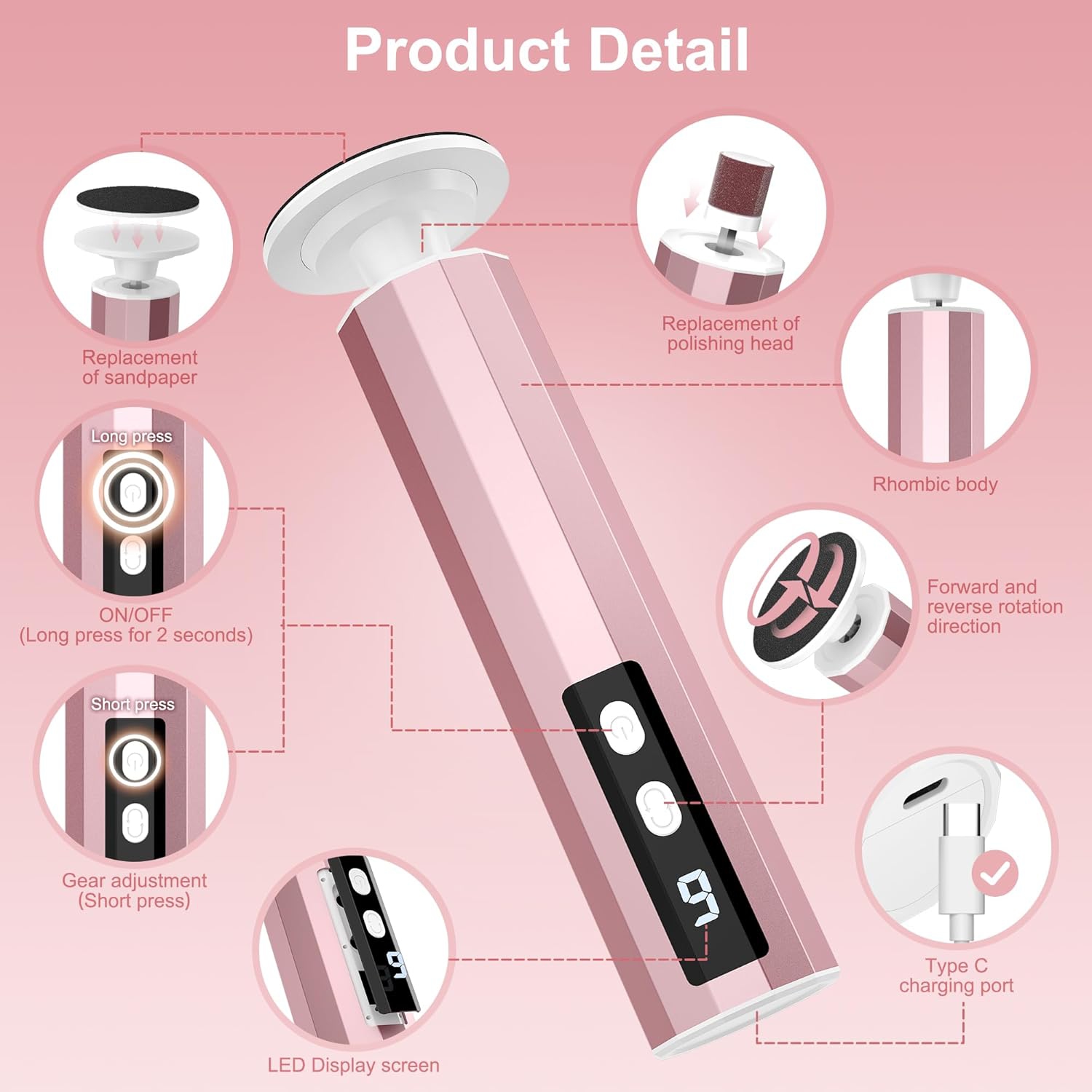 2 in 1 Electric Foot Callus Remover for Feet & Nails,Rechargeable Electric Foot File for Dead Skin Calluses,Cordless Pedicure Tool for Men Women