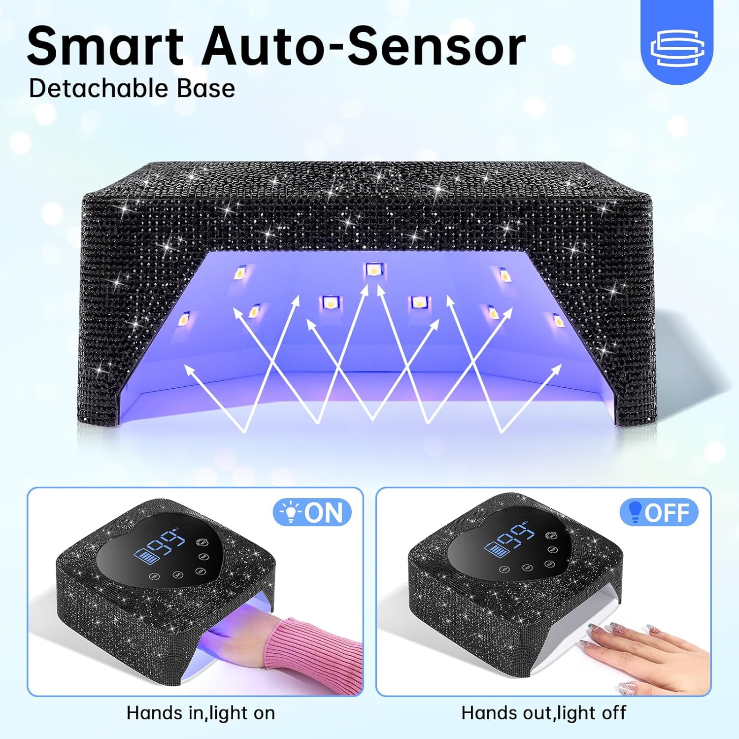 UV Light for Nails,Cordless UV Nail Lamp for Gel Nails,LED Nail Dryer with 5 Timer Setting,Touch Control & Auto Sensor,Fast Nail Light Curing Lamp