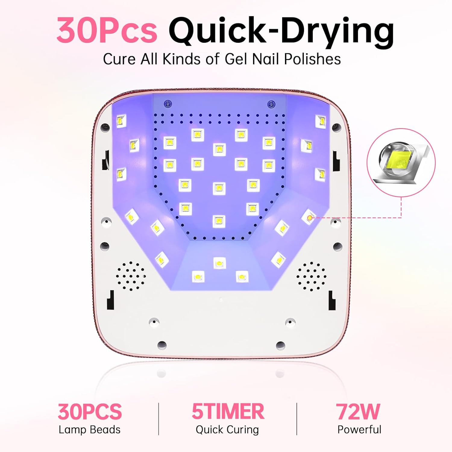 UV Light for Nails,Cordless UV Nail Lamp for Gel Nails,Rechargeable LED Nail Dryer with 5 Timer Setting,Touch Control & Auto Sensor,Fast Nail Light