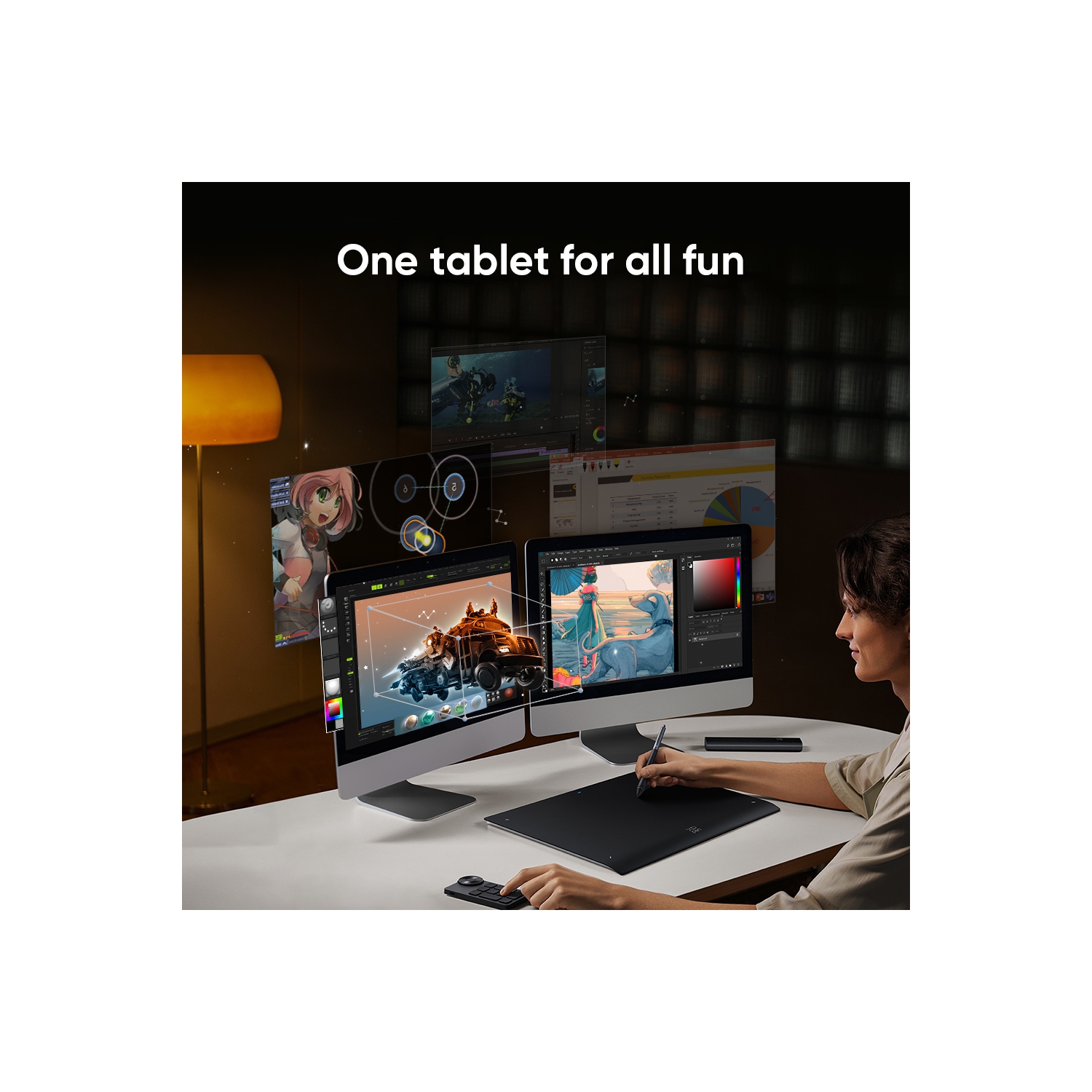 XPPen 15''x9'' Wireless Drawing Tablet Bluetooth Computer Graphics Tablet with X3 Pro Stylus & Mini Key-dial for Animation, Digital Art, Video Editing