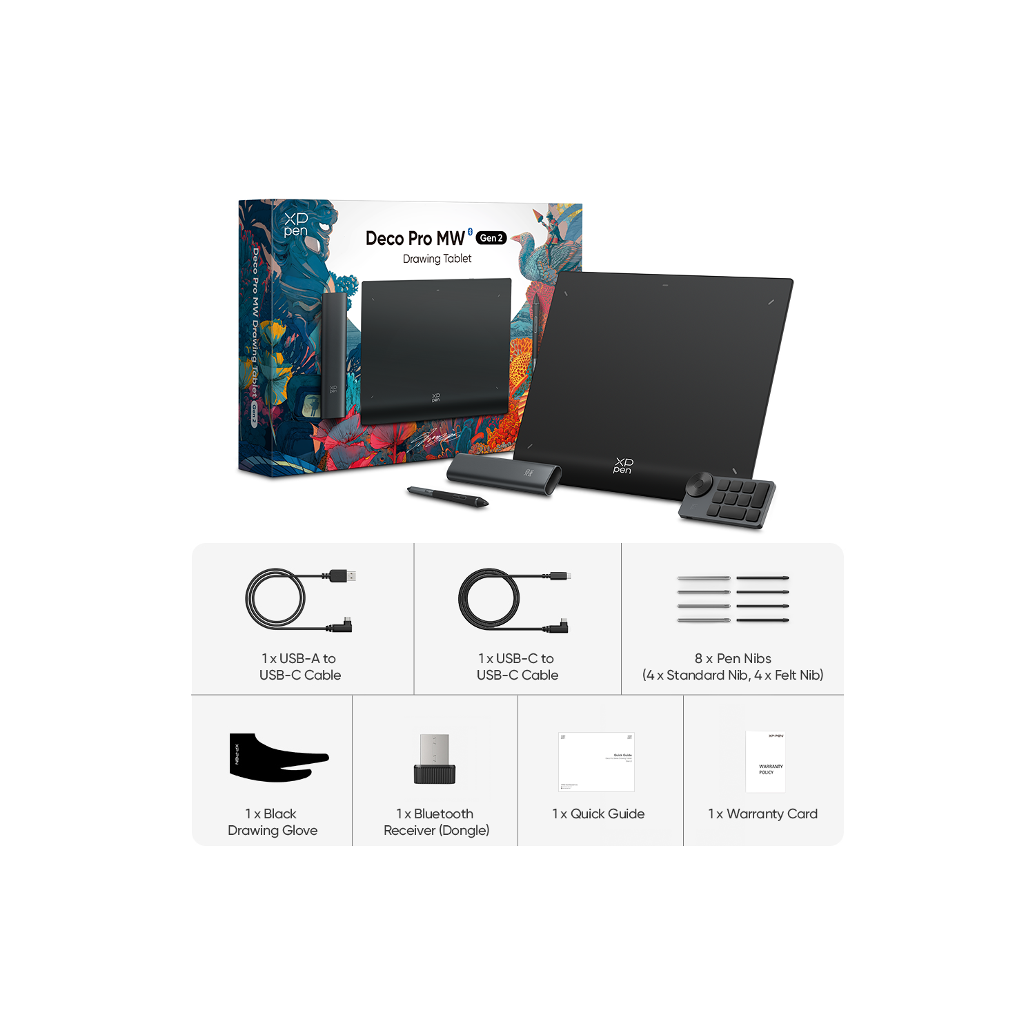 Tablette graphique sans fil XPPen 9 x 6&nbsp;po Bluetooth avec stylet X3 Pro et mini clavier numérique à molette