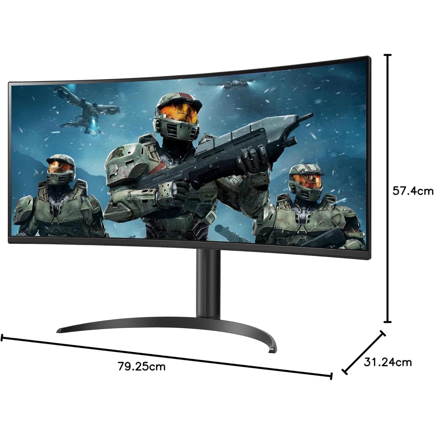 Open Box - LG 34WP60C-B 34" 21:9 Curved UltraWide QHD HDR 10 160Hz 1ms Gaming Monitor with Tilt Adjustable Stand, AMD FreeSync Premium