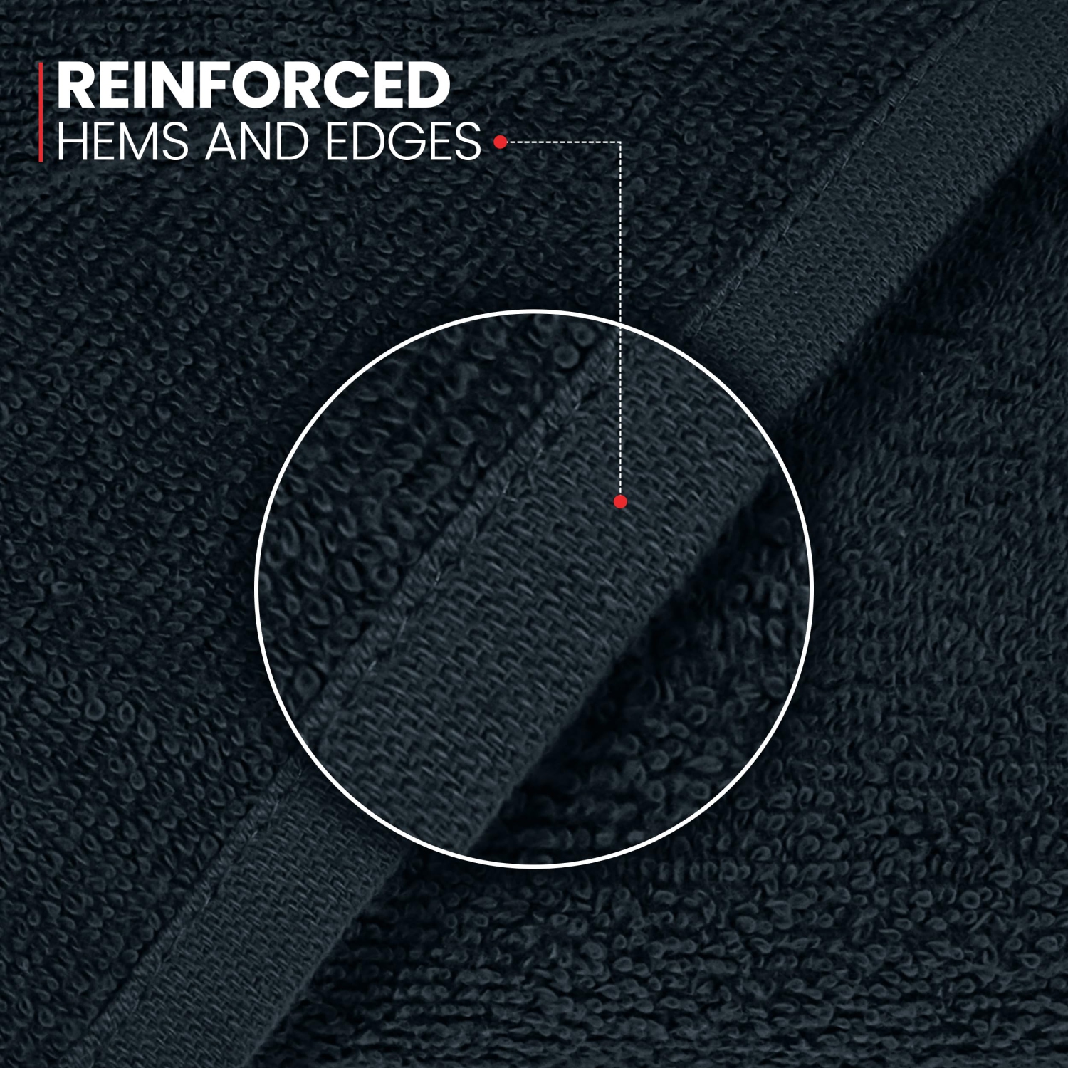 Canadian Linen Yukon Small Bath Towels, 6 Pack, 22"x44", Soft Absorbent Cotton Quick Dry Lightweight Bath Towel Set for Salon, Barber, Massage, Black