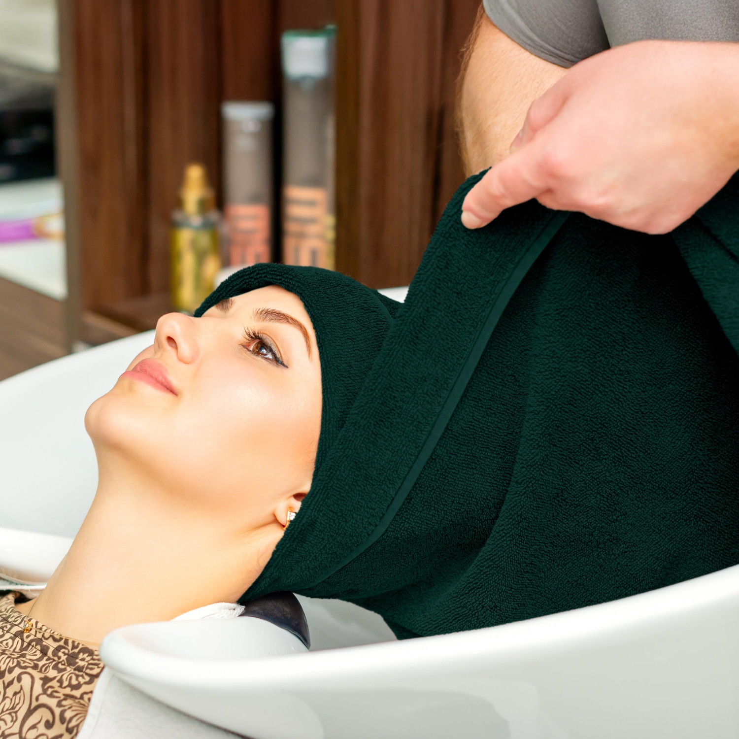 Canadian Linen Yukon Small Bath Towels, 6 Pack, 22"x44", Soft Absorbent Cotton Lightweight Quick Dry Bath Towel Set for Hair Salon Spa Gym Home, Green