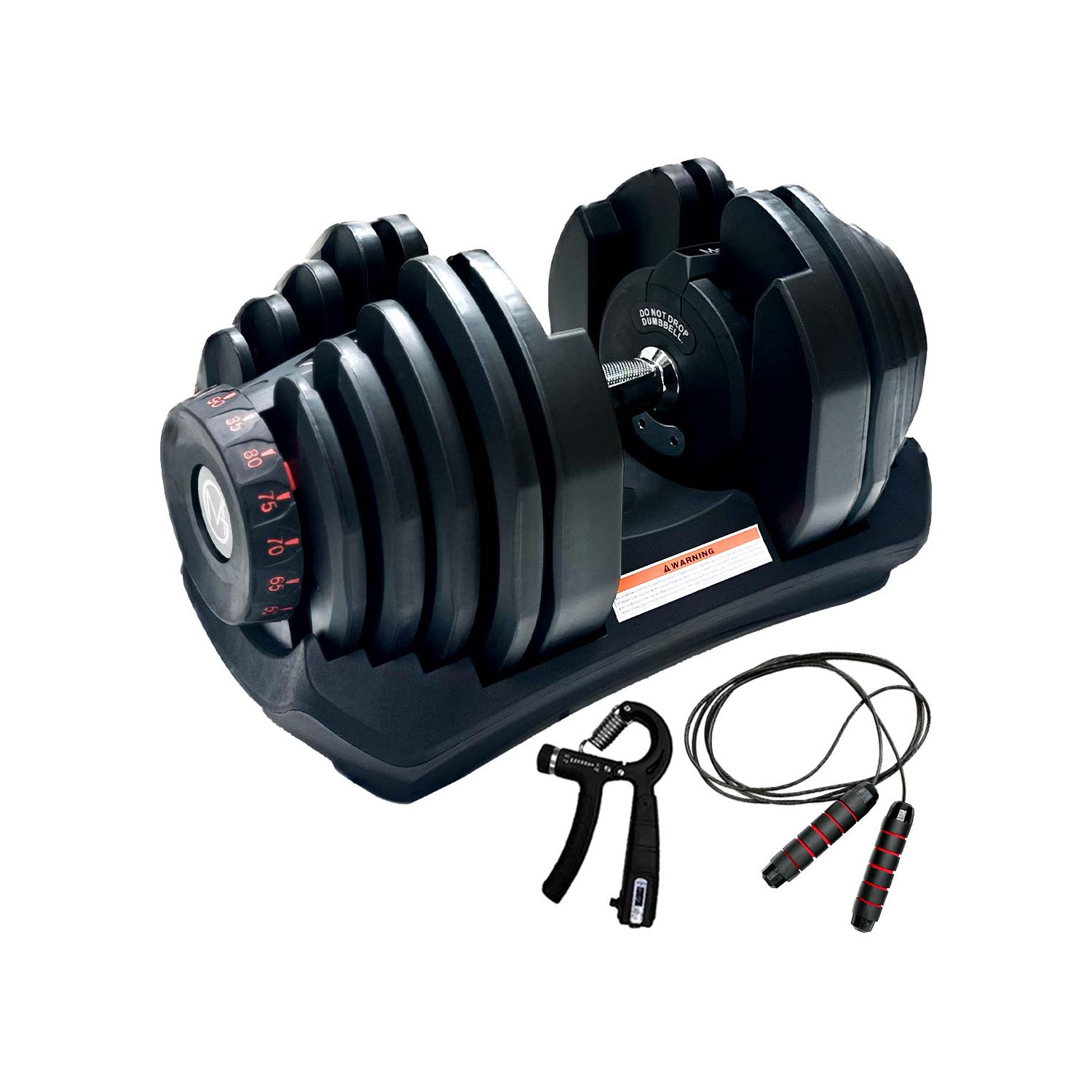 Haltère réglable MotionGrey de 5 à 90 lb, poignée haute résistance gratuite incluse 15 réglages de poids réglables Barre à barrettes, poignée en