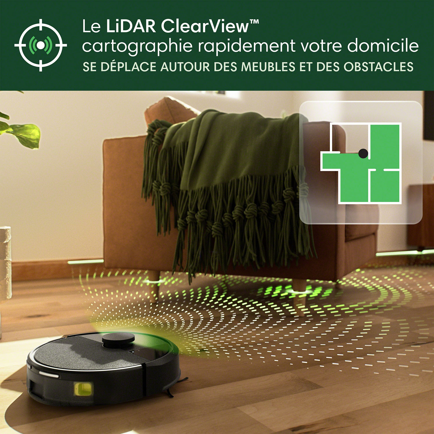 Aspirateur robot connecté Wi-Fi à vidage automatique Roomba 105 Vac d'iRobot - Noir