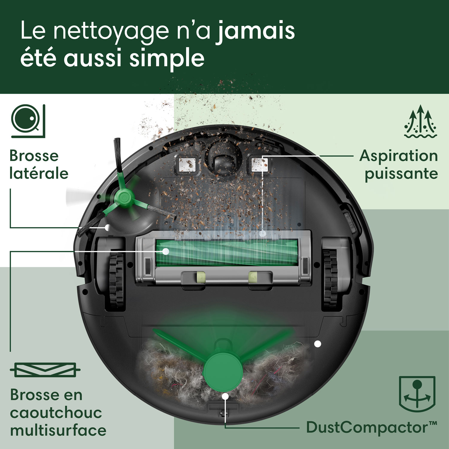 Aspirateur robot connecté Wi-Fi Roomba 205 DustCompactor Vac d'iRobot - Noir