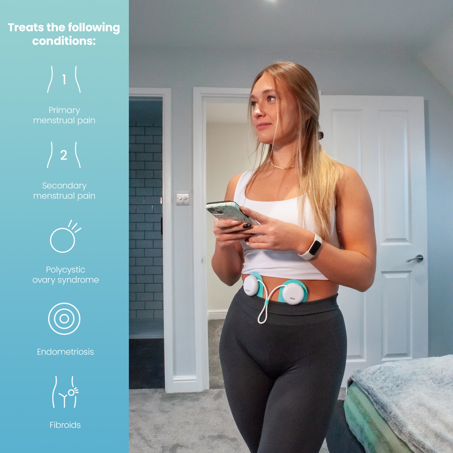 TensCare OVA 3 Period Pain Relief-Combined TENS & Heat Therapy-Safe, clinically Proven, Drug Free Relief from Primary and Secondary Menstrual