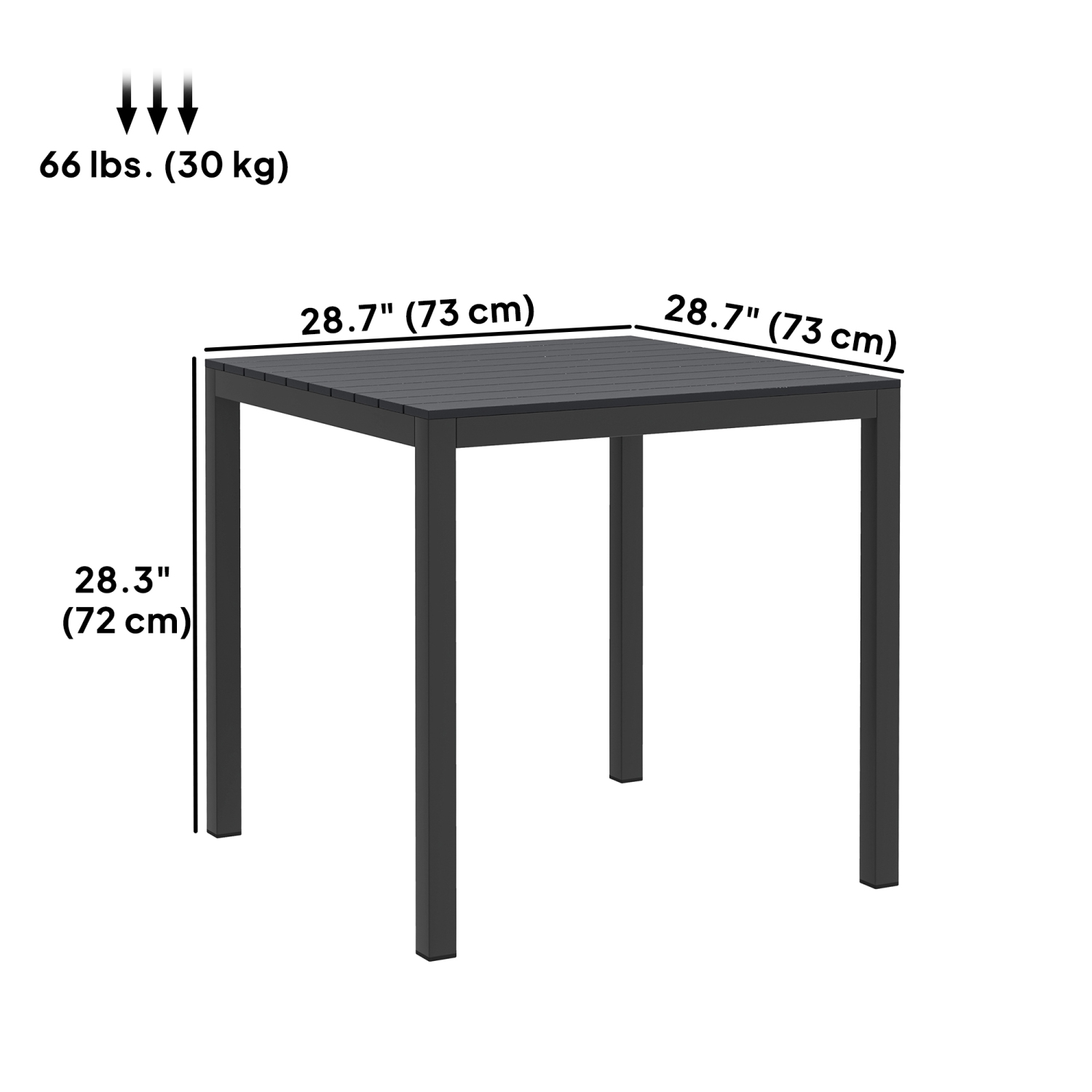 Outsunny – Table de salle à manger d'extérieur en aluminium de 29&nbsp;po pour 4, table de jardin avec surface en grain de bois, pour jardin,