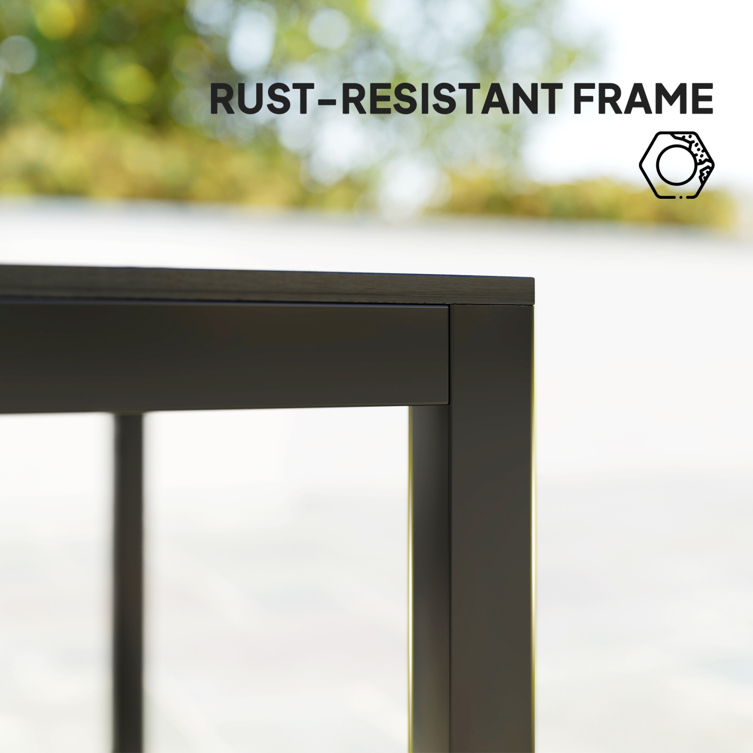 Outsunny – Table de salle à manger d'extérieur en aluminium de 29&nbsp;po pour 4, table de jardin avec surface en grain de bois, pour jardin,