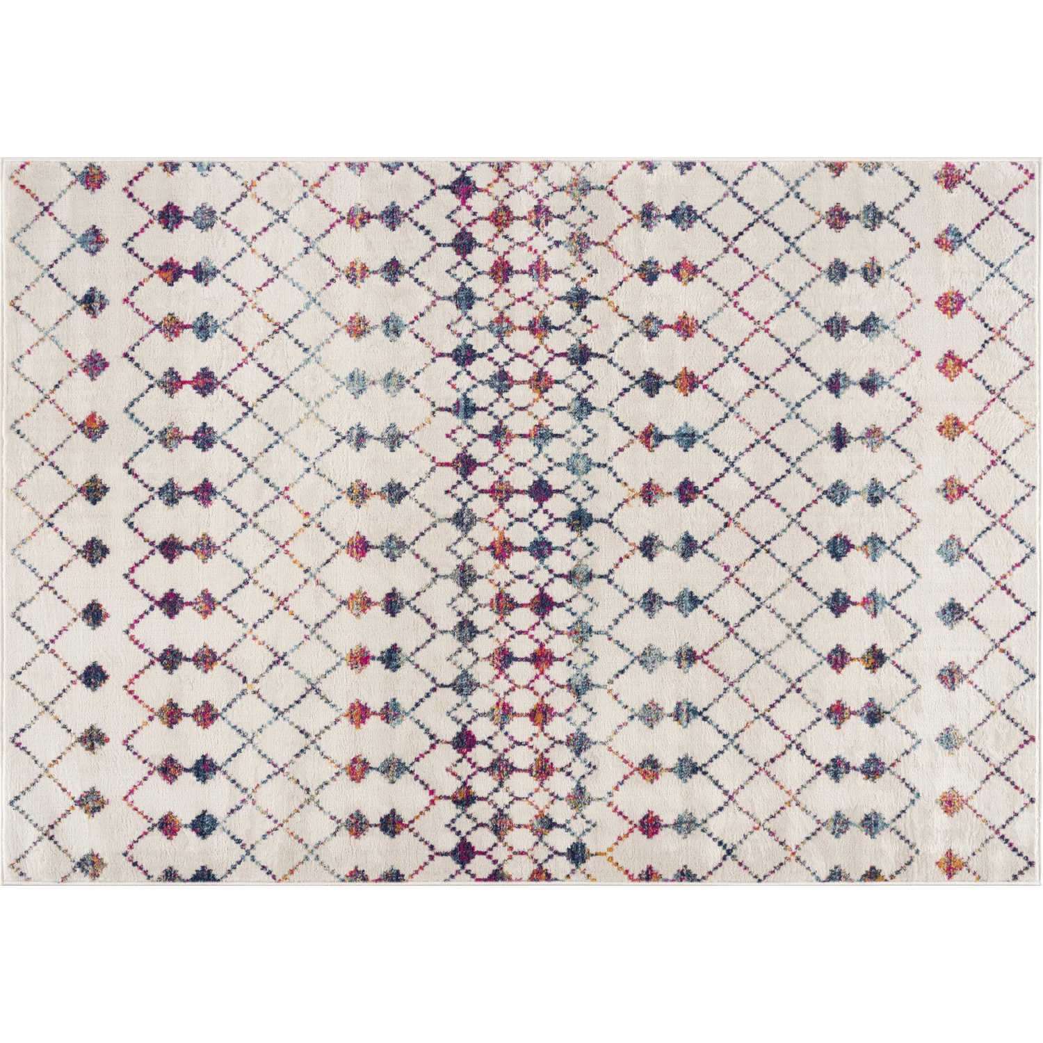 Tapis d'intérieur contemporain Nomia beige bohème/bleu
