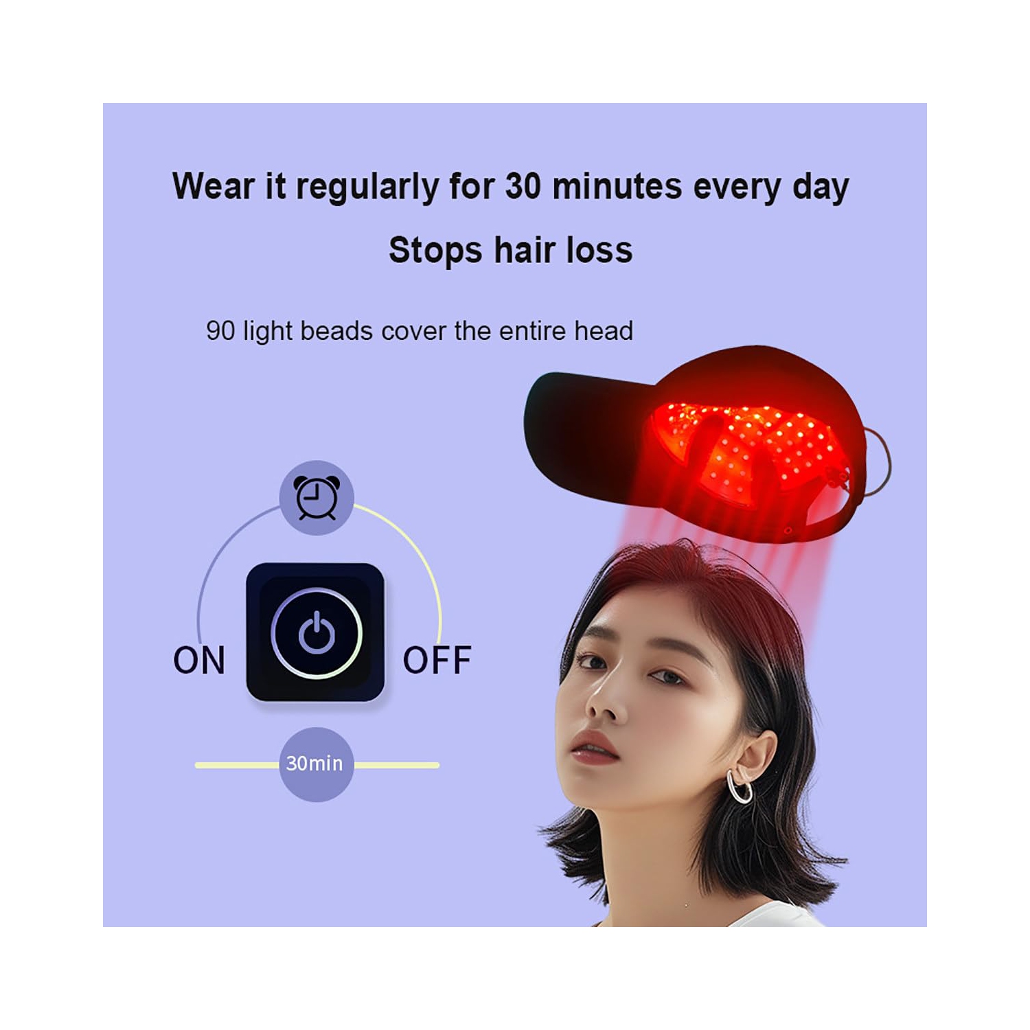 Red Light Therapy Cap for Hair ,Red Light Therapy for Hair Loss,Hair Loss Treatments Hat for Men & Women ,90W Lamp Beads