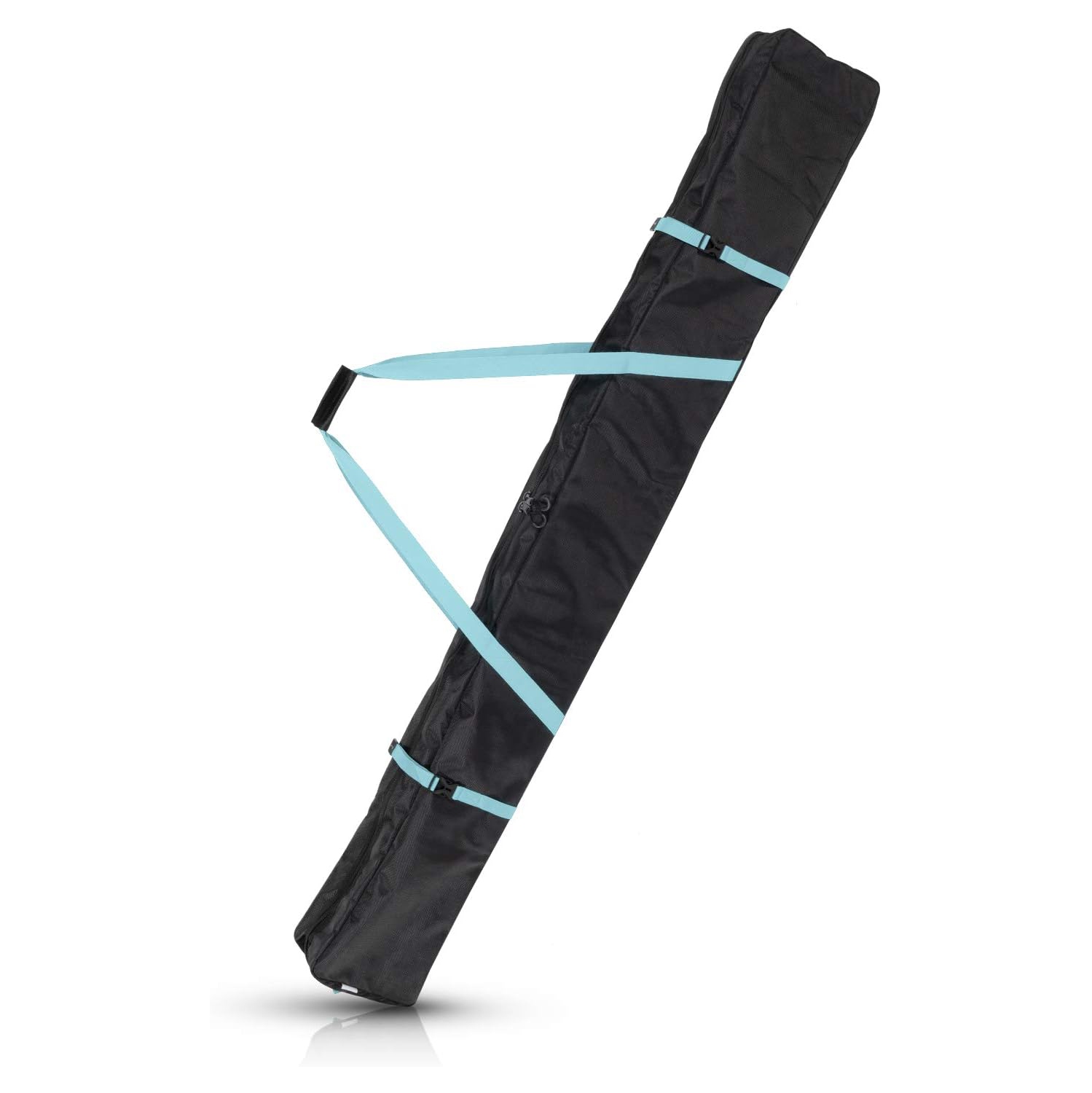 Ski Bag for 1 Pair of Skis and Poles with Zipper, 2 Straps with Buckles and Carrying Handles,Black / Petrol