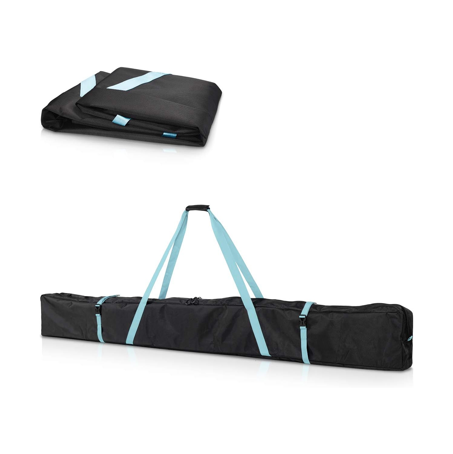 Ski Bag for 1 Pair of Skis and Poles with Zipper, 2 Straps with Buckles and Carrying Handles,Black / Petrol