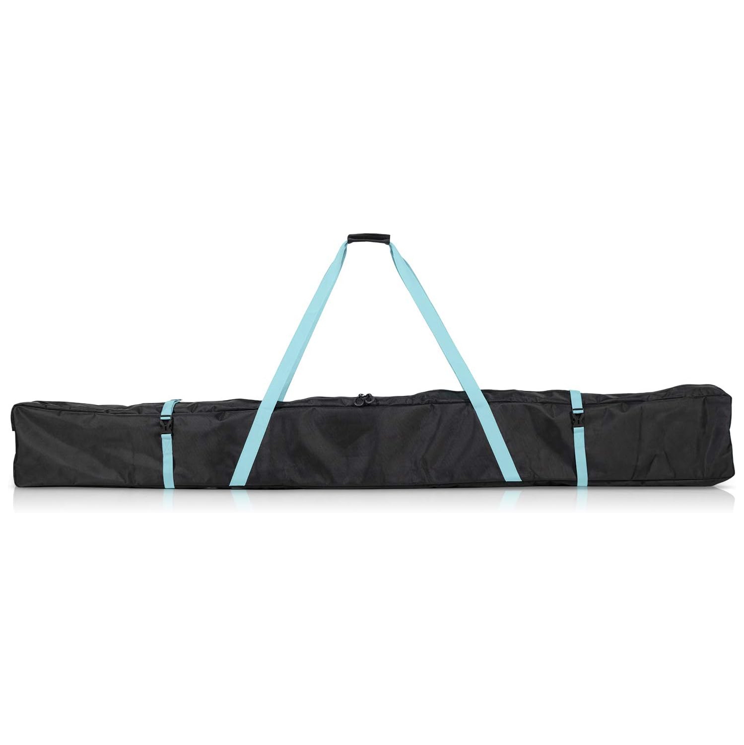 Ski Bag for 1 Pair of Skis and Poles with Zipper, 2 Straps with Buckles and Carrying Handles,Black / Petrol