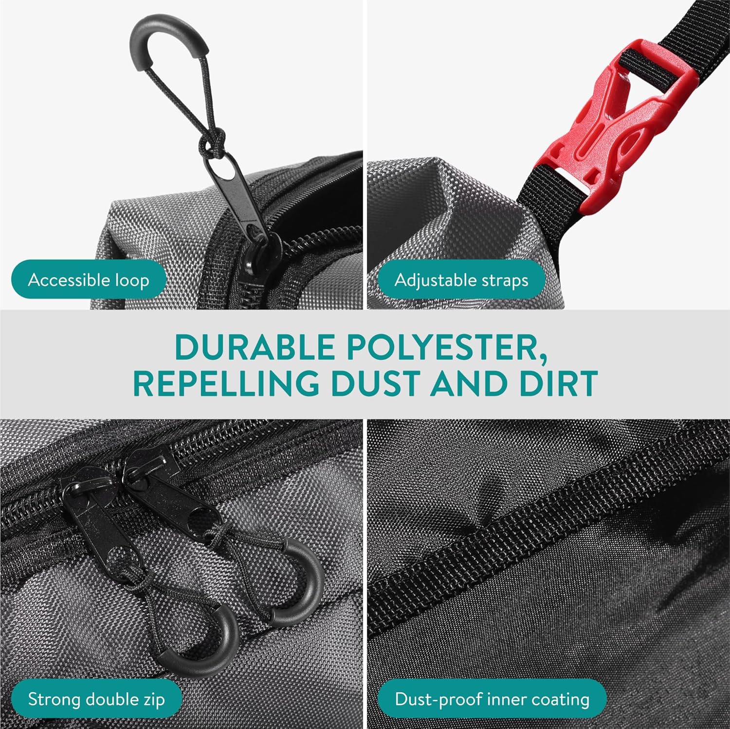 Sac de ski pour 1 paire de skis et de bâtons avec fermeture à glissière, 2 sangles avec boucles et poignées de transport, noir / rouge