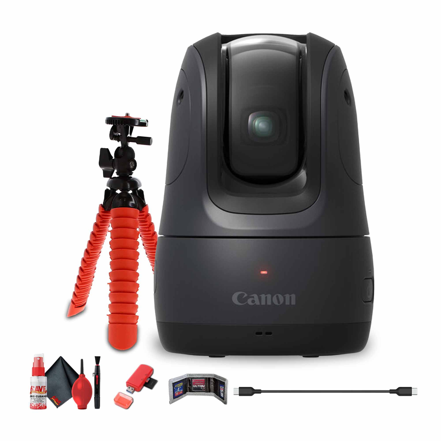 Refurbished - Canon PowerShot PICK PTZ Camera (Black) + 64GB Memory Card + Flexible Tripod - Bundle