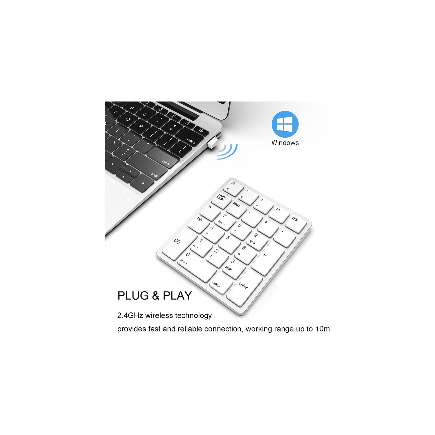Wireless Number Pads, Numeric Keypad Numpad 26 Keys Portable 2.4 GHz Financial Accounting Number Keyboard Extensions 10 Key USB Keypad