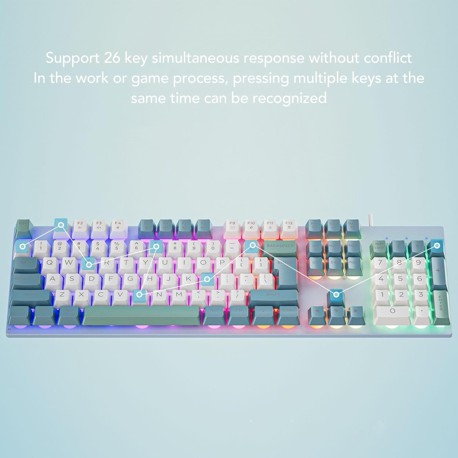 Upgraded Large Print Computer Keyboard, No Delay USB Wired Backlit Keyboard with Metal Panel,