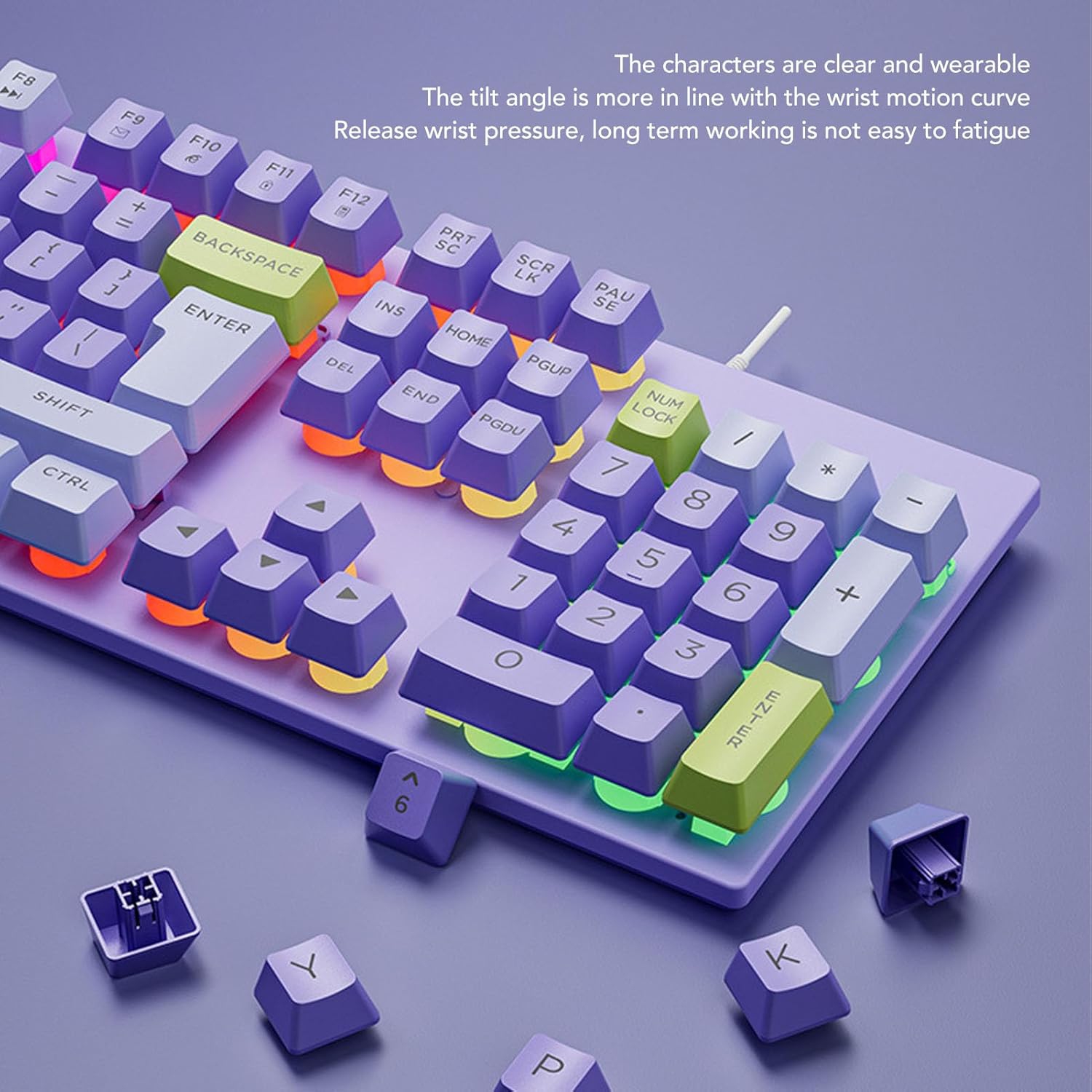 Upgraded Large Print Computer Keyboard, No Delay USB Wired Backlit Keyboard with Metal Panel,