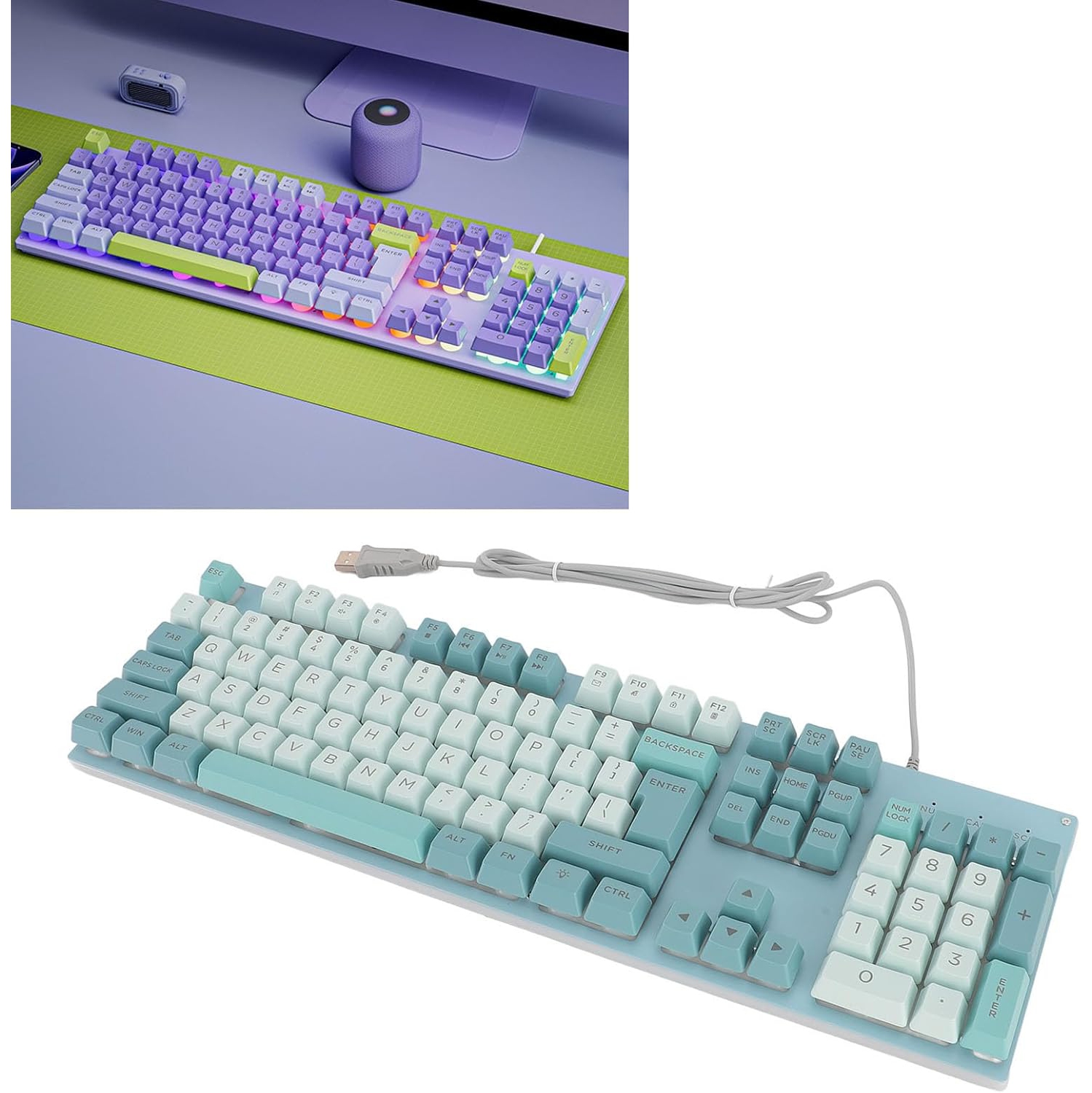 Upgraded Large Print Computer Keyboard, No Delay USB Wired Backlit Keyboard with Metal Panel,