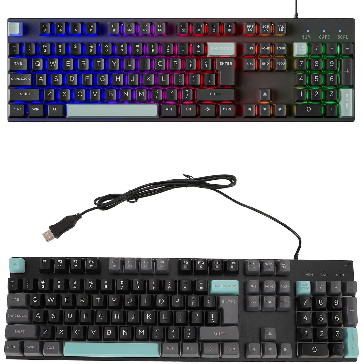 Upgraded Large Print Computer Keyboard, No Delay USB Wired Backlit Keyboard with Metal Panel,