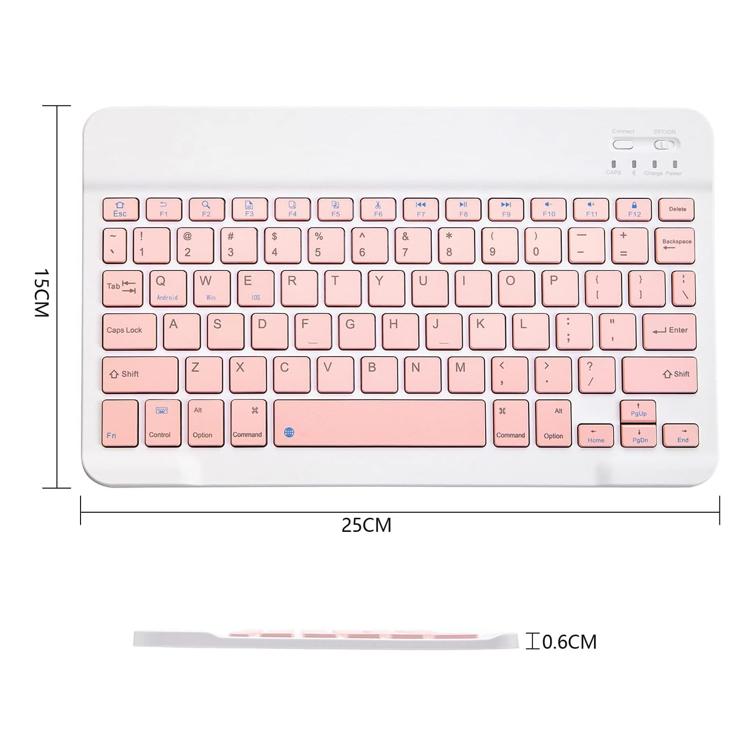 Ultra-Slim Bluetooth Keyboard Portable Mini Wireless Keyboard Rechargeable(10 inch Pink)