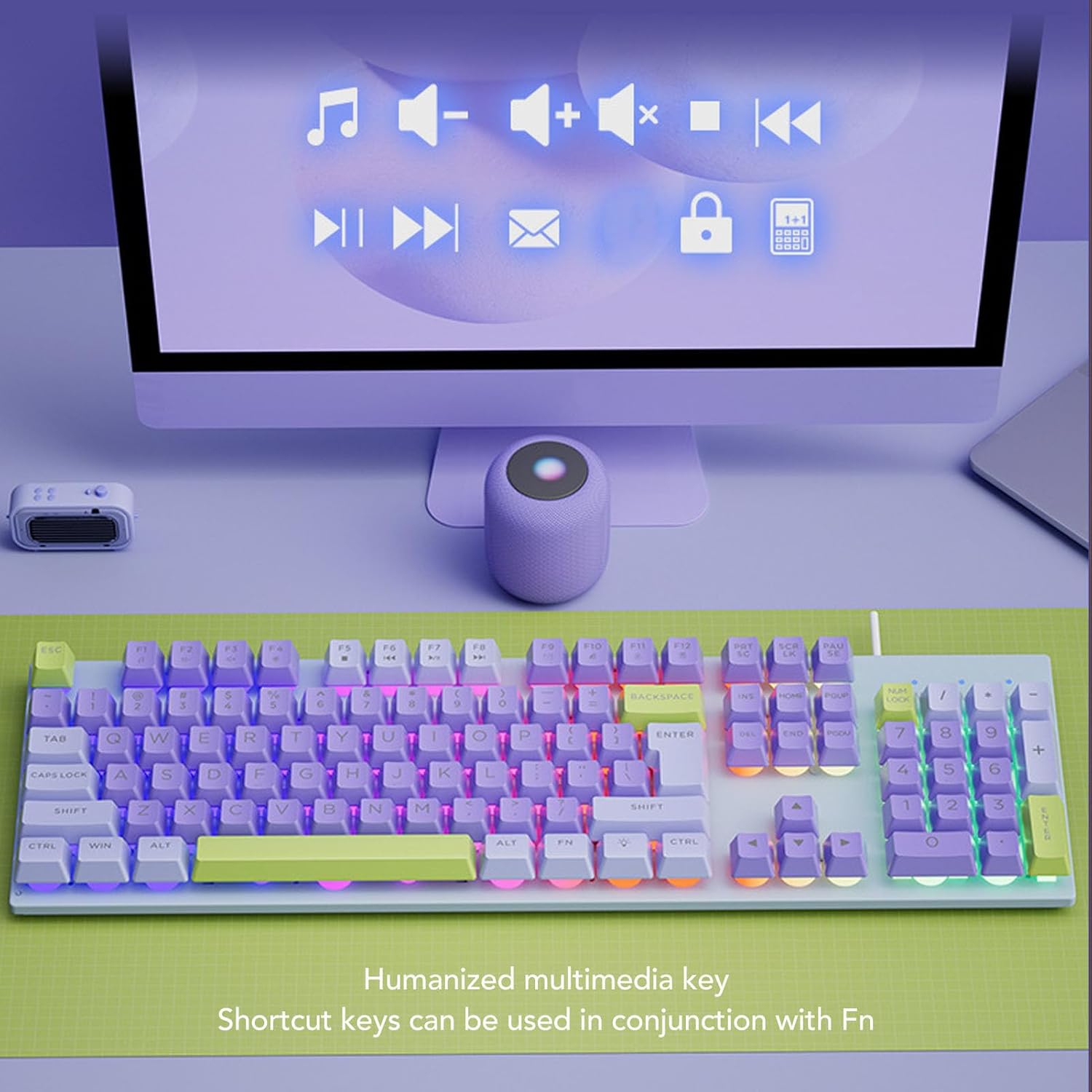 Upgraded Large Print Computer Keyboard, No Delay USB Wired Backlit Keyboard with Metal Panel,